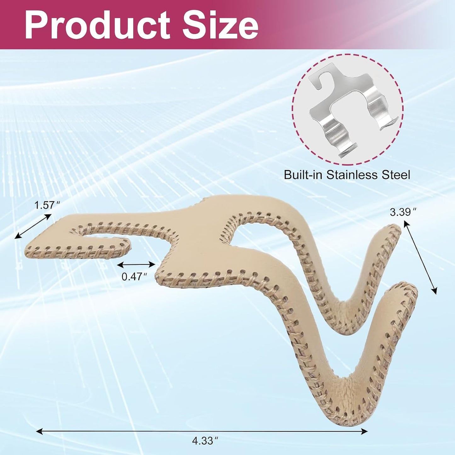 Upgraded Headrest Hooks for Car, 2 in 1 Back Seat Purse Holder Hook Genuine Leather Head Rest Hangers Vehicle Organizer Accessories for Hanging Grocery Bags, 1 Pack, Beige