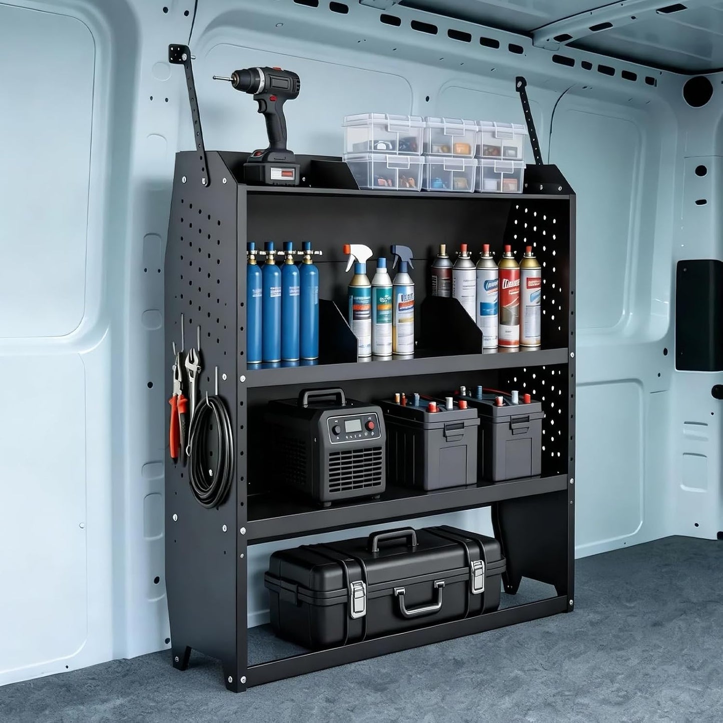 StellarStar Van Shelving Steel Storage System Fit for Transit Connect 2014+, Chevy City Express, Promaster City, NV200, Heavy-Duty Work Cargo Van Shelving Organizer, 32" W x 43" H x 13" D