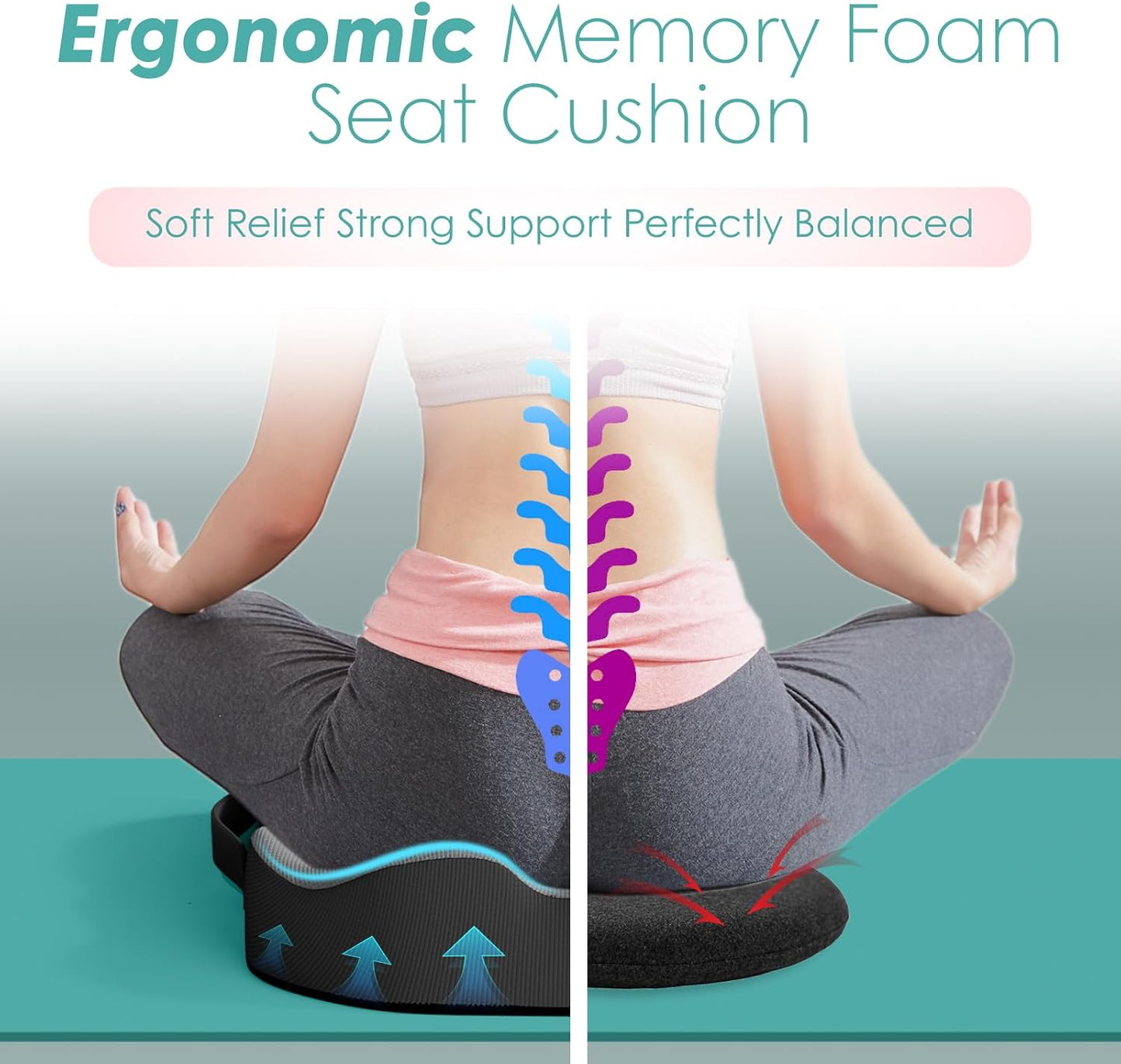 Seat Cushion for Truck Driver, Extra Large Memory Foam Car Seat Cushions for Long Driving - Orthopedic Sciatica & Tailbone Pain Relief, Comfort Support for Road Trip Essentials