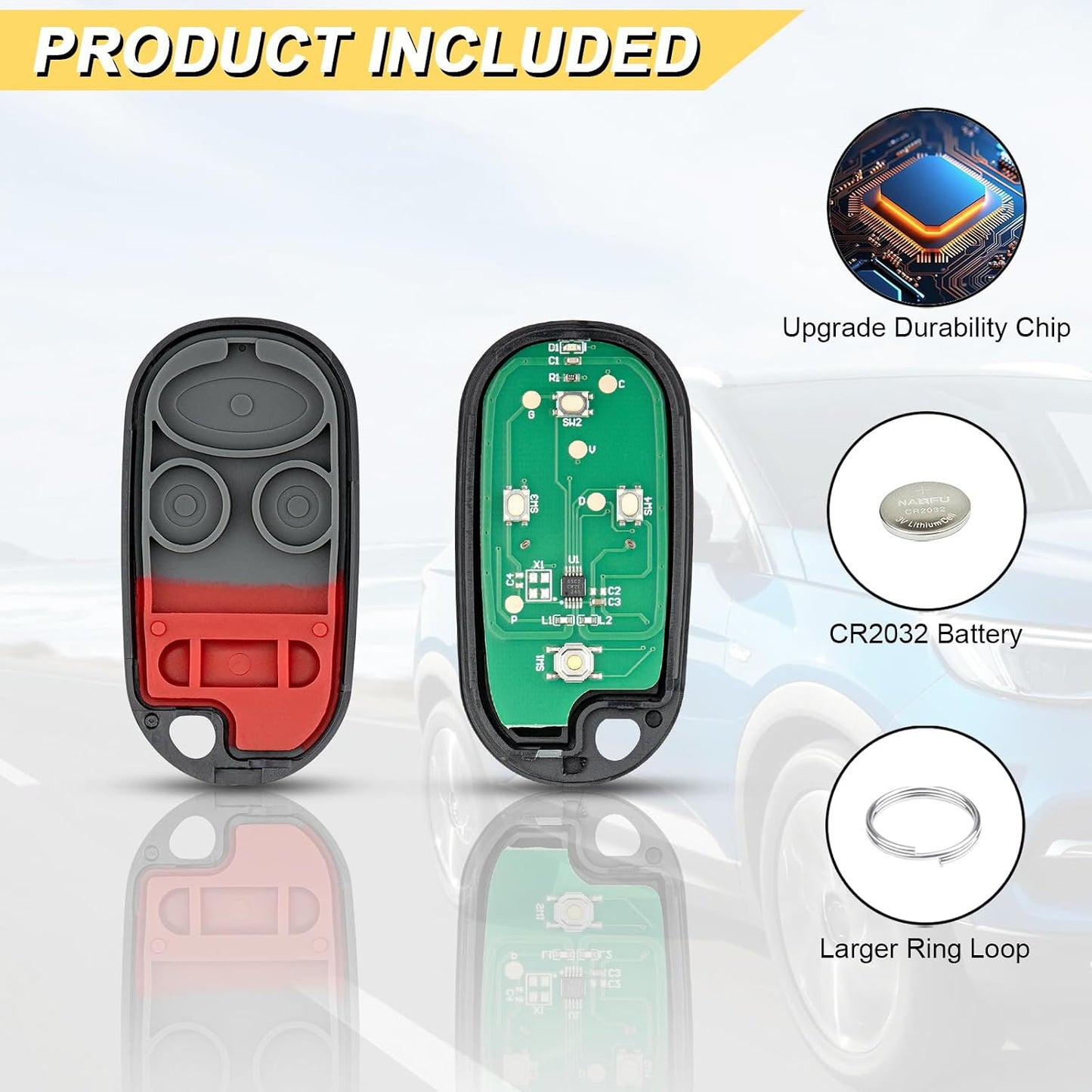 Vurkcy Keyless Entry Remote Car Key Fob fits Honda Pilot 2003 2004 2005 2006 2007/ Honda Civic EX LX DX 2001 2002 2003 2004 2005, Replacement for NHVWB1U523, NHVWB1U521 (Single)
