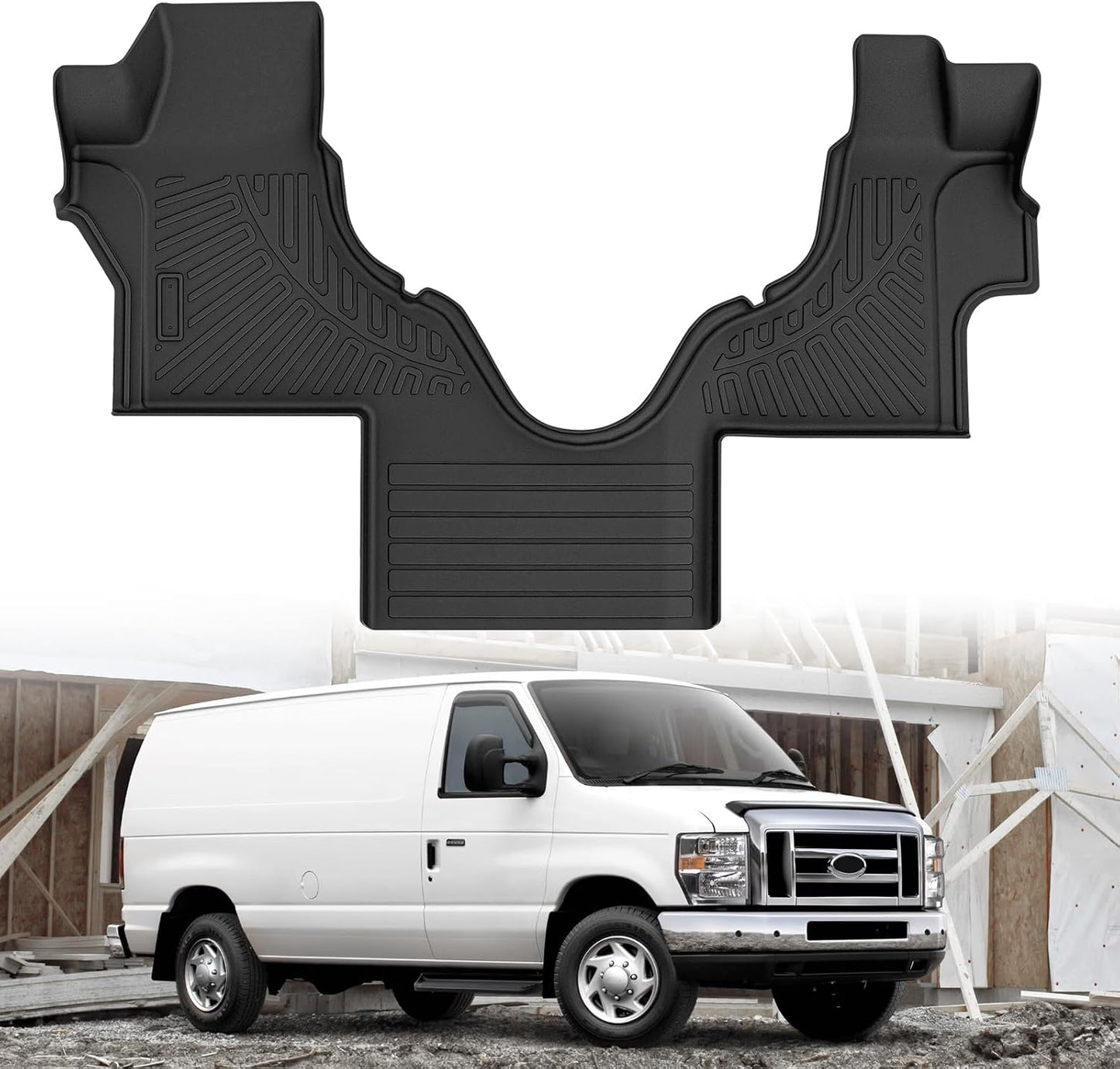 Cartist Floor Mats Fit for Ford Econoline/E-Series 2007-2025 E150/E250/E350/E450,All Weather Floor Liners for Econoline/E-Series Accessories Carpet Protection 3D TPE Heavy Duty Van Floormats