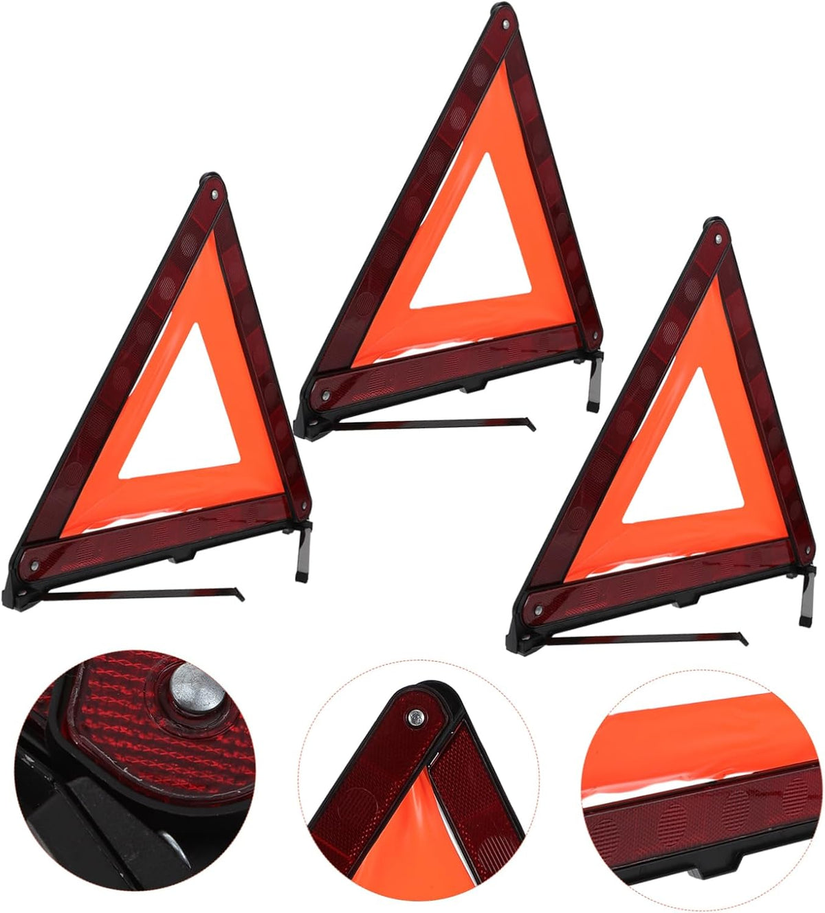 Gatuida 3 Pcs Reflective Roadside Hazard Warning Triangles for Cars