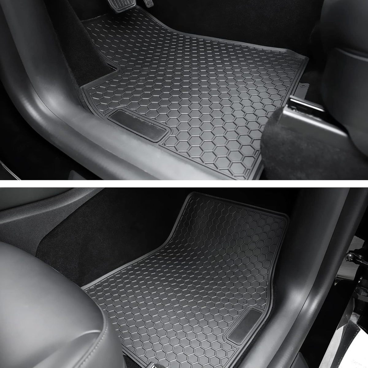 Spurtar for Tesla Model 3 Floor Mats 2017-2026, Automotive Rubber Floor Mat | Car Floor Mats with 3D Extended Edge, Honeycomb Design, Front & Rear All-Weather Protector, 3 Pack Black, Anti-Slip Backing