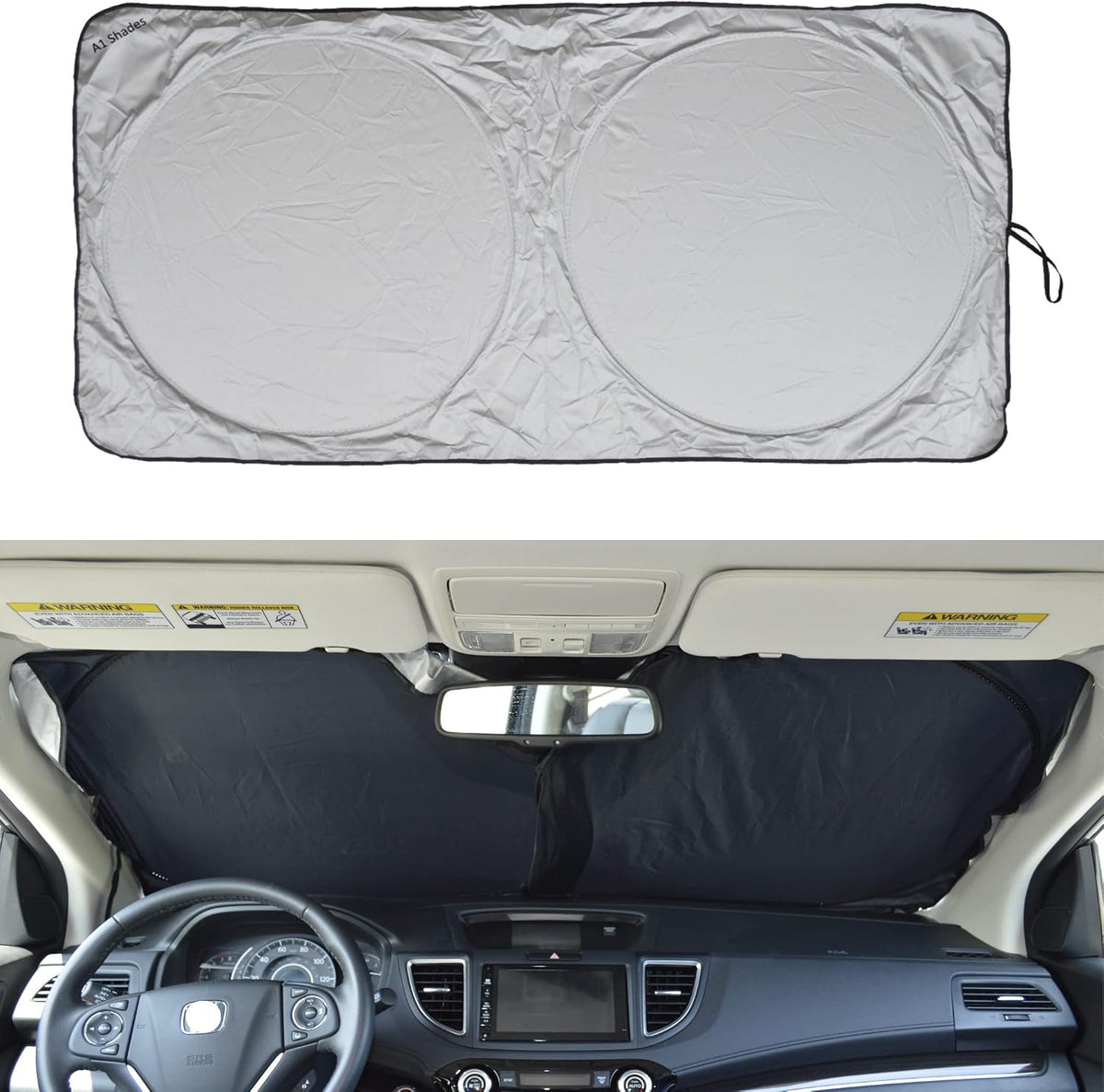 Car Windshield Sunshade with Storage Pouch by A1 Sun Shade Foldable Automotive Car Truck SUV Front Window Shield Blocker Visor Protector Cover for Interior Accessories for Heat Large