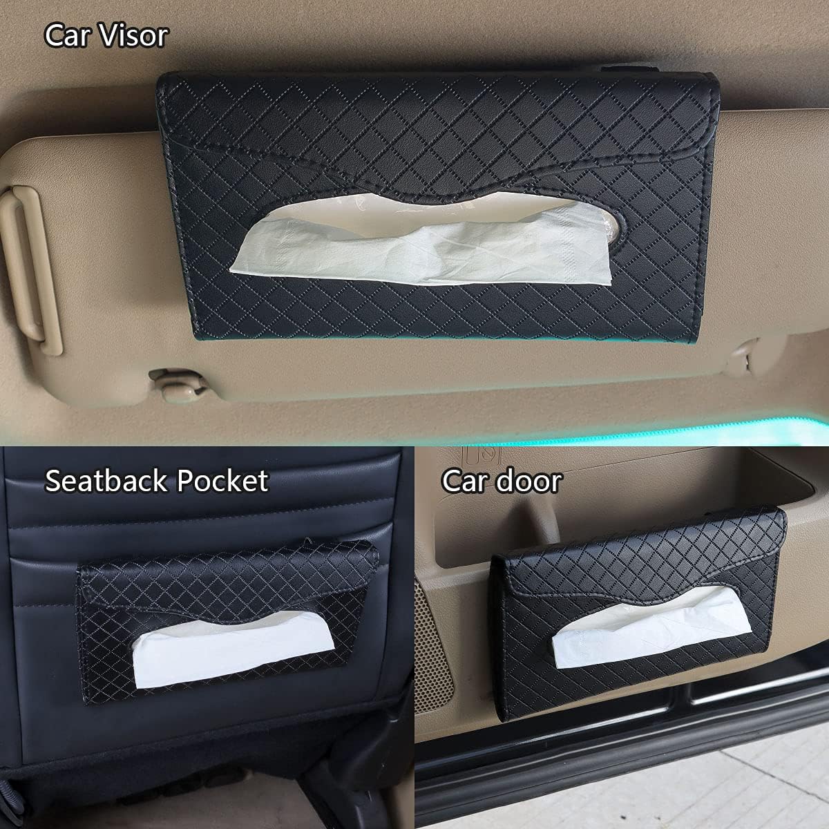 2 Pack Car Visor Tissue Holder Sun Visor Napkin Holder Backseat Tissue Case