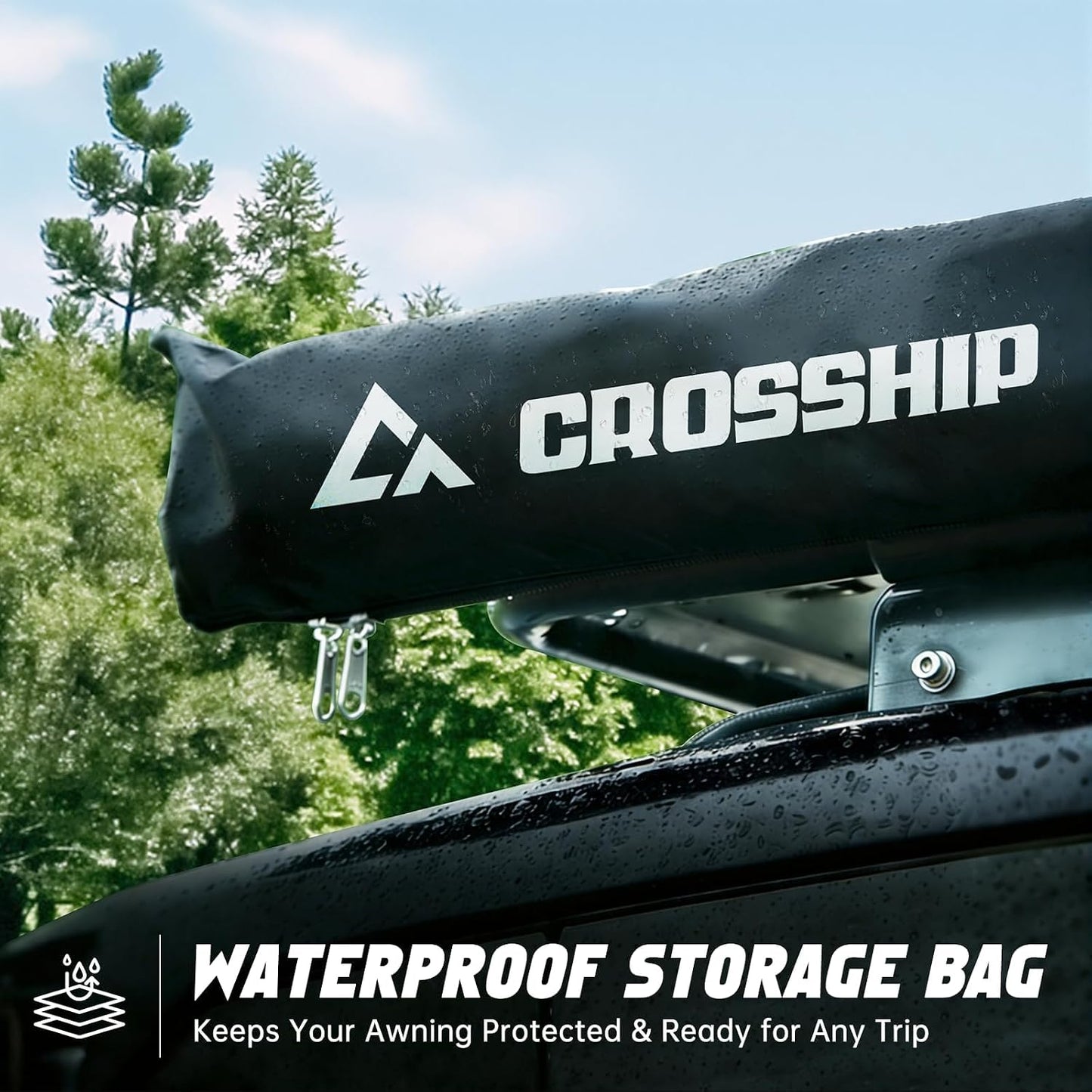 Vehicle Awning 8.2'x10' - Car Awning Roof Rack Pullout Sun Shade, Upgraded Twist-Lock Aluminum Poles, Vehicle 4x4 Side Canopy for SUV Truck Van Overlanding Camping, UV50+ PU10000mm Waterproof