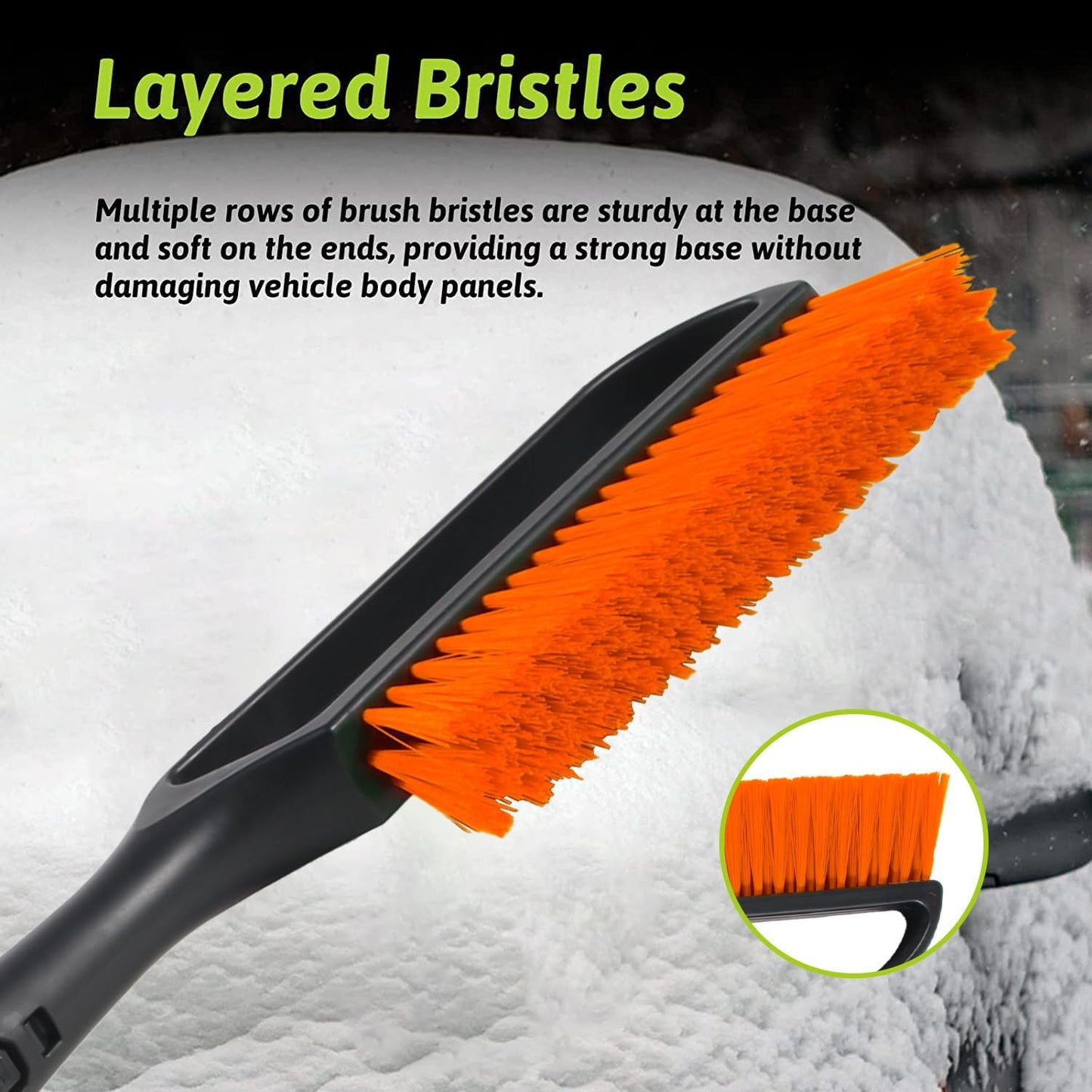 YEECOPON 27" Snow Brush & Ice Scraper for Car Windshield, Detachable Snow Scrapers with Foam Grip for Cars, Trucks, SUVs