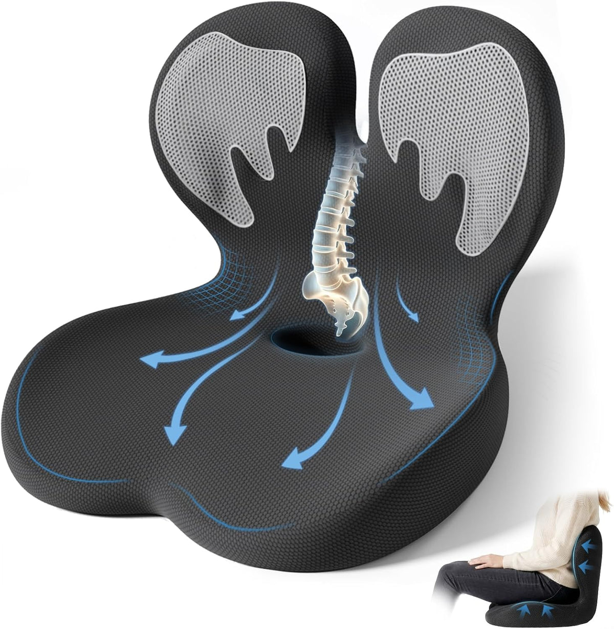 Seat Cushion with Lumbar Support Pillow,Ergonomic Chiar Cushion