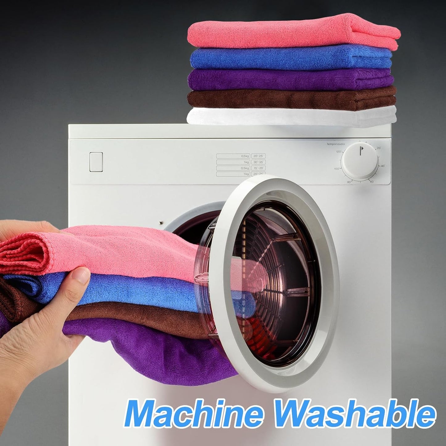 HARFINGTON 6 Pack Microfiber Cleaning Cloth, 24" x 16" Multi-Functional Cleaning Towels Reusable Absorbent Rags for Car Wash Kitchen Household Window Clean, Purple