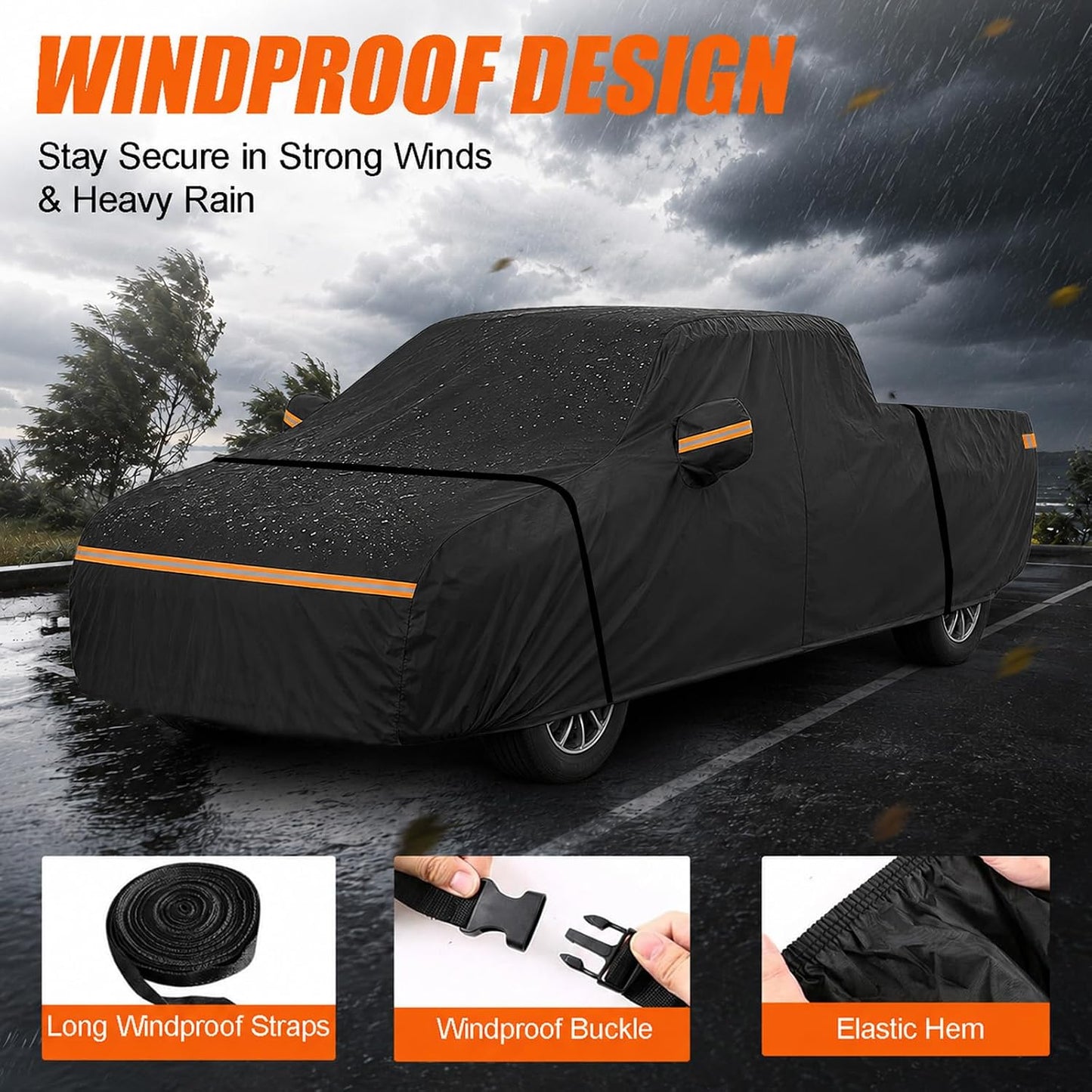 Pickup Truck Car Cover for Chevy Colorado & GMC Canyon Extended Cab and Crew Cab Long Box (6.2ft Bed), Waterproof Heavy Duty Full Exterior Cover Outdoor Protection Rain, UV Rays, Dust, Snow and Wind