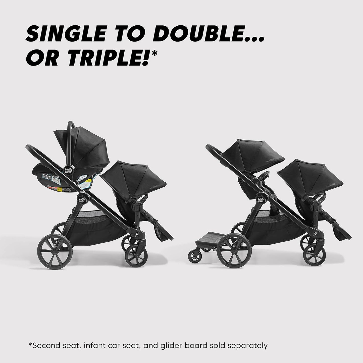 Baby Jogger City Select 2 Single-to-Double Modular Stroller Eco Collection Lunar Black