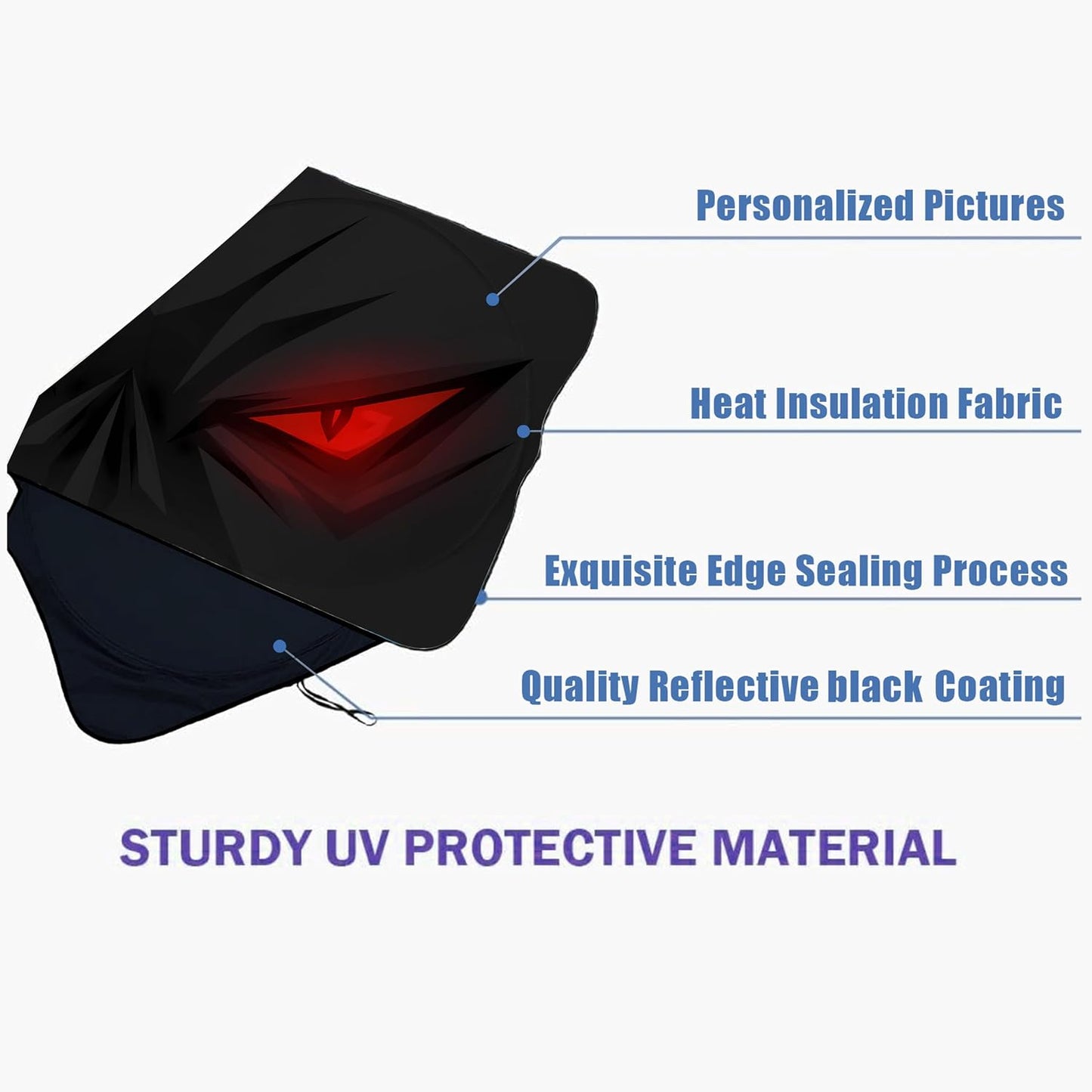 Red Eyes Car Windshield Sun Shade Foldable Sunshade Front Window Cover Sun Visor Protector Accessories (59x27.5 inches)