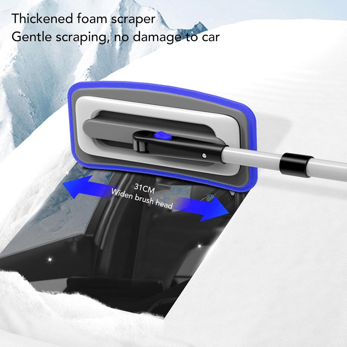 TARSHYRY Snow Brush and Detachable Ice Scraper,Car Snow Scrapers Aluminium Alloy Ergonomic Handle Efficient Snow Removal Snow Broom Ice Scraper for Car Windshield (Blue)