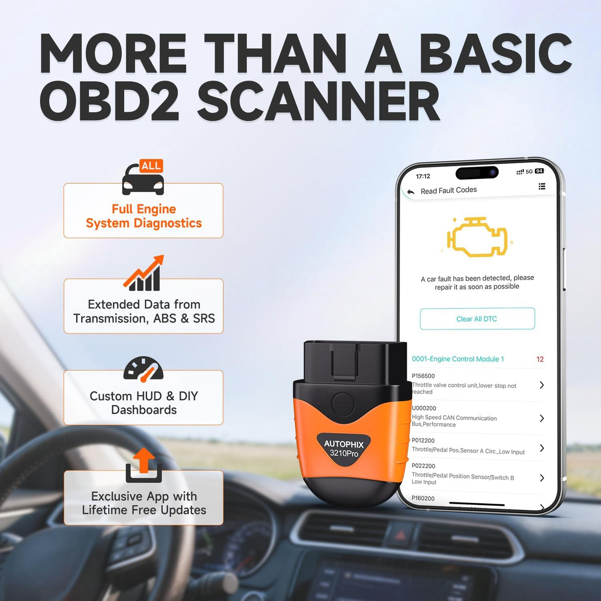 AUTOPHIX 3210Pro Bluetooth OBD2 Scanner with ABS SRS Transmission Live Data