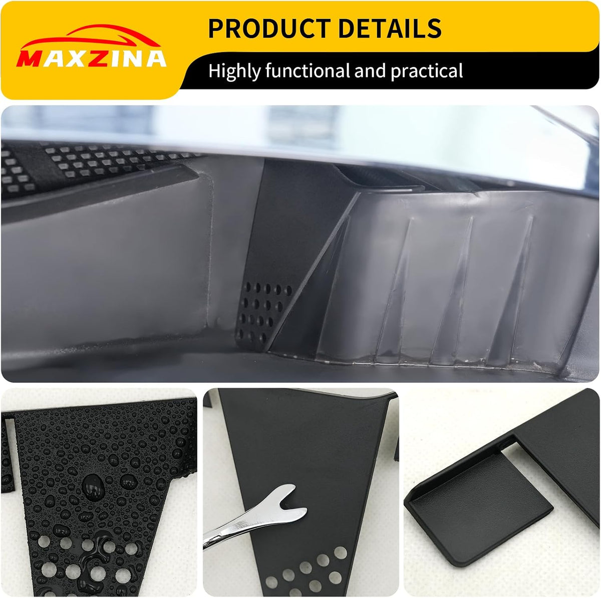 Hood Water Barrier Compatible with 2022-2025 2026 Ford Maverick Hood Water Drain Grille Front Trunk Water Channel Debris Filter Anti Clogging Grid 2PCS for 2024 Maverick Accessories