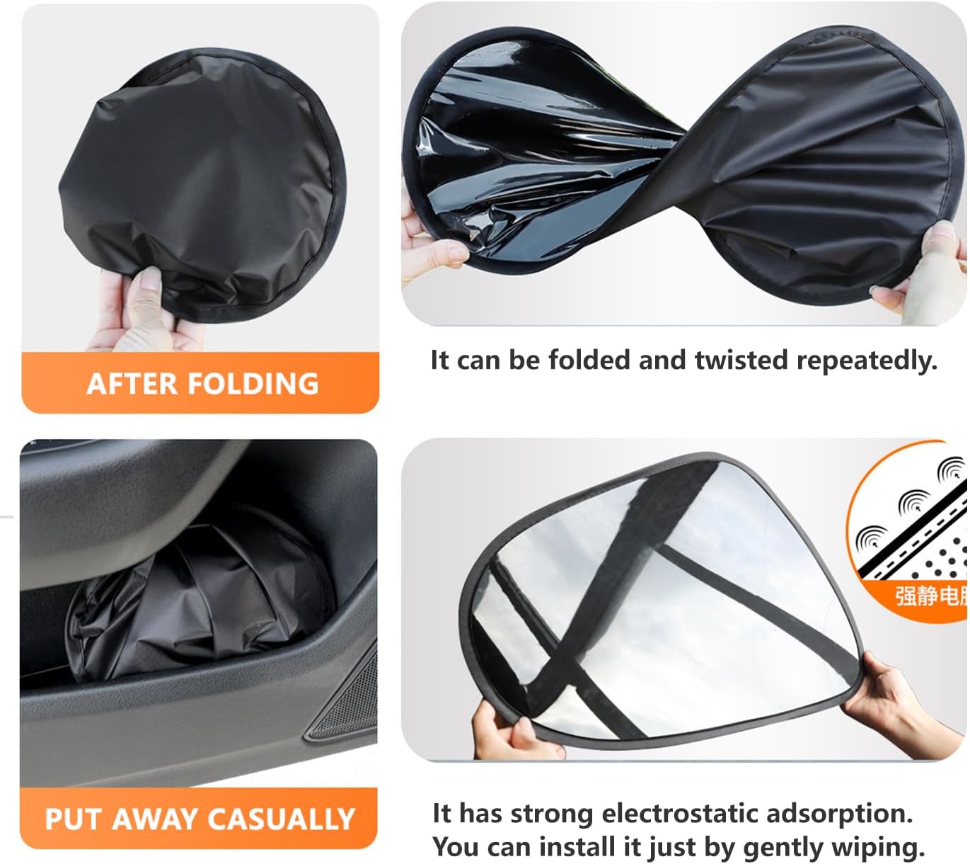 4PCS Car Window Shade, Automobile Sunshade, Car Sun Blocker, Static Suction car Window Sunshade, 99% Sun-Blocking Rate, Front and Rear Window sunshades