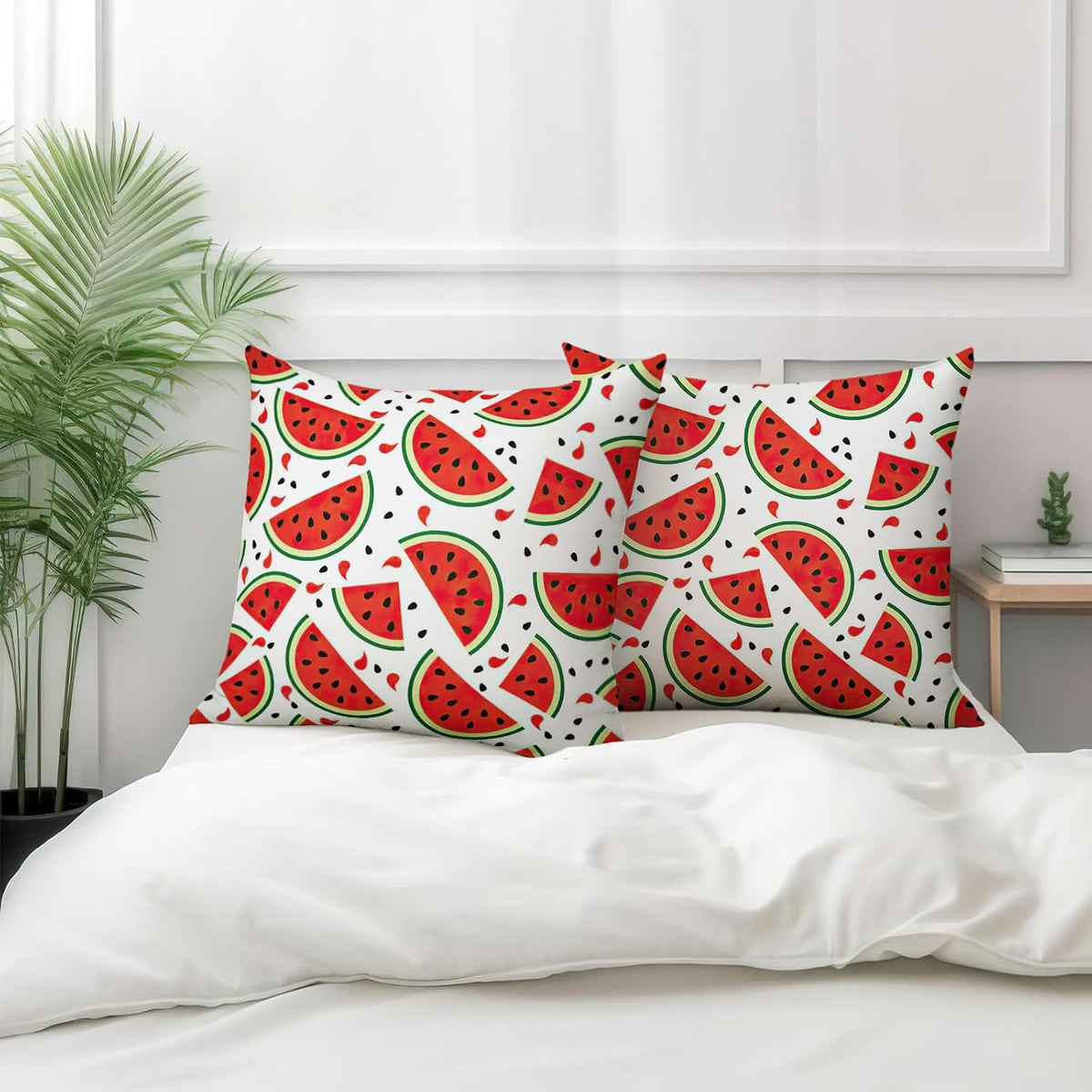 Watermelon Throw Pillow Covers 18 x 18 Inch Set of 2 Summer Green Fruit Pillow Covers Seasonal Farmhouse Pillow Cases Watermelon Cushion Cover for Home Bedroom Sofa Couch Car Decorations