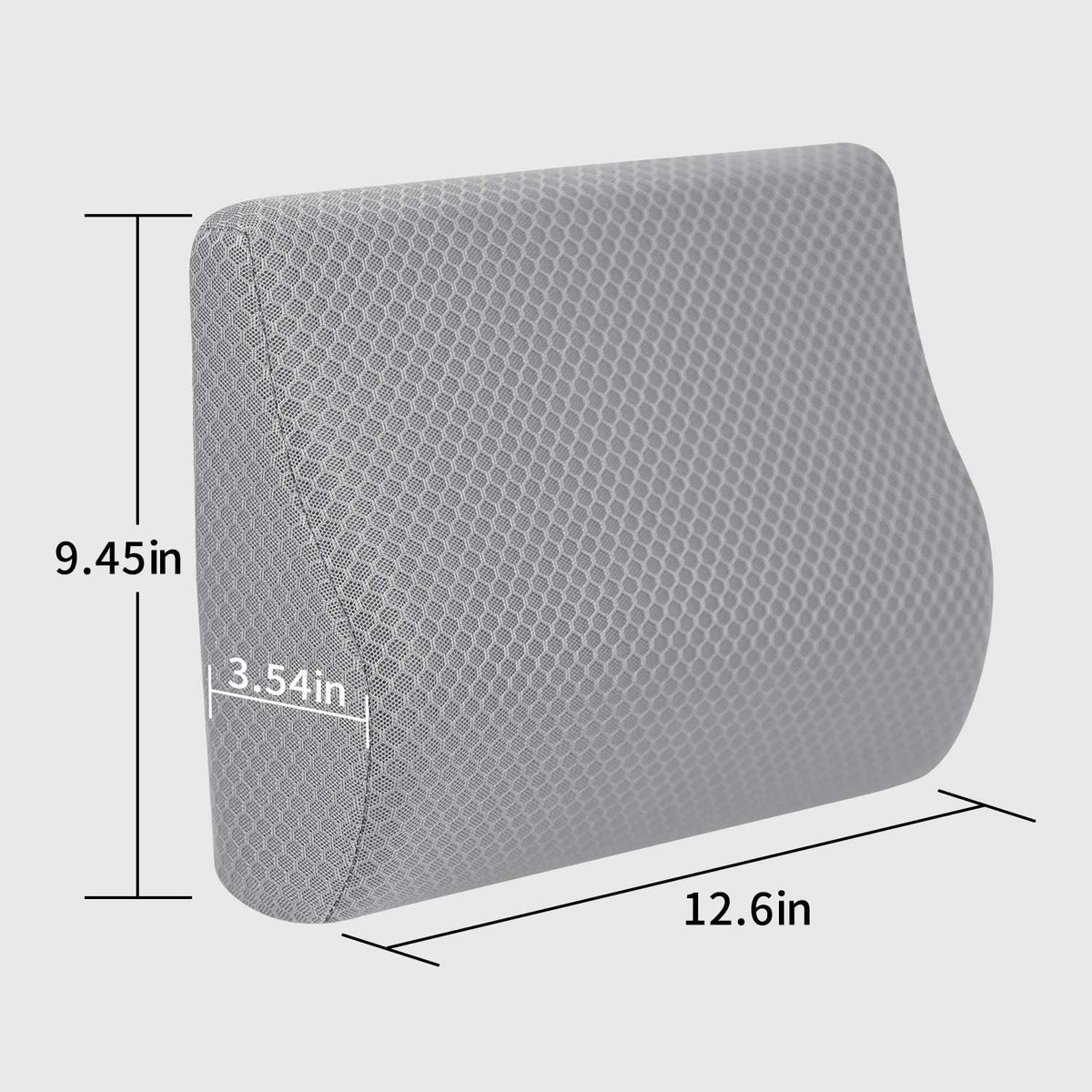 Memory Foam Lumbar Support Pillow for Car - Lower Back Support Cushion for Driving, Back Pain Relief for Car Seat, Office Chair, Wheelchair (Gray)