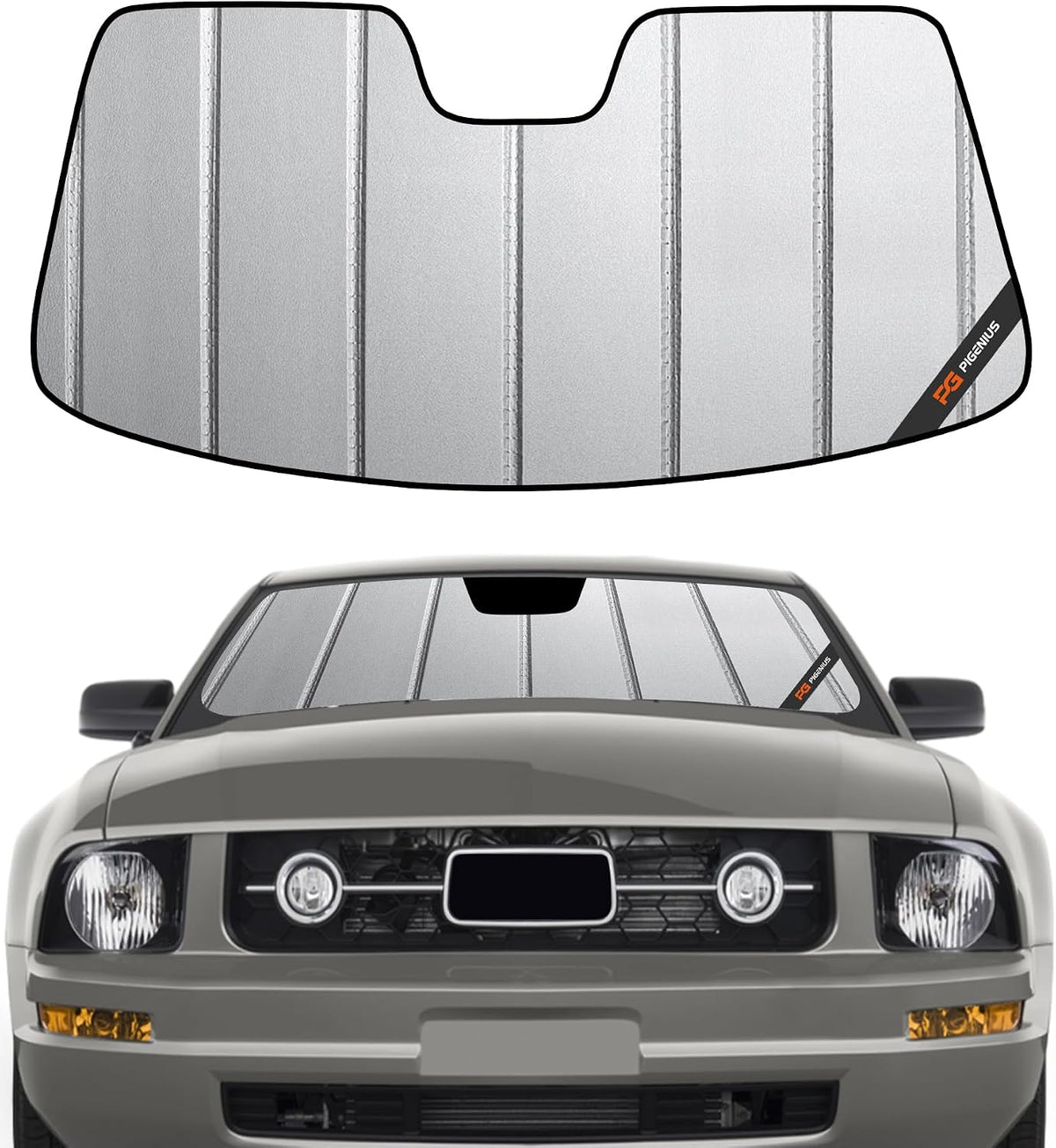 Pigenius Windshield Sun Shade for Ford Mustang 2015-2023 Without Rearview Mirror Mounted Camera - AstraGuard