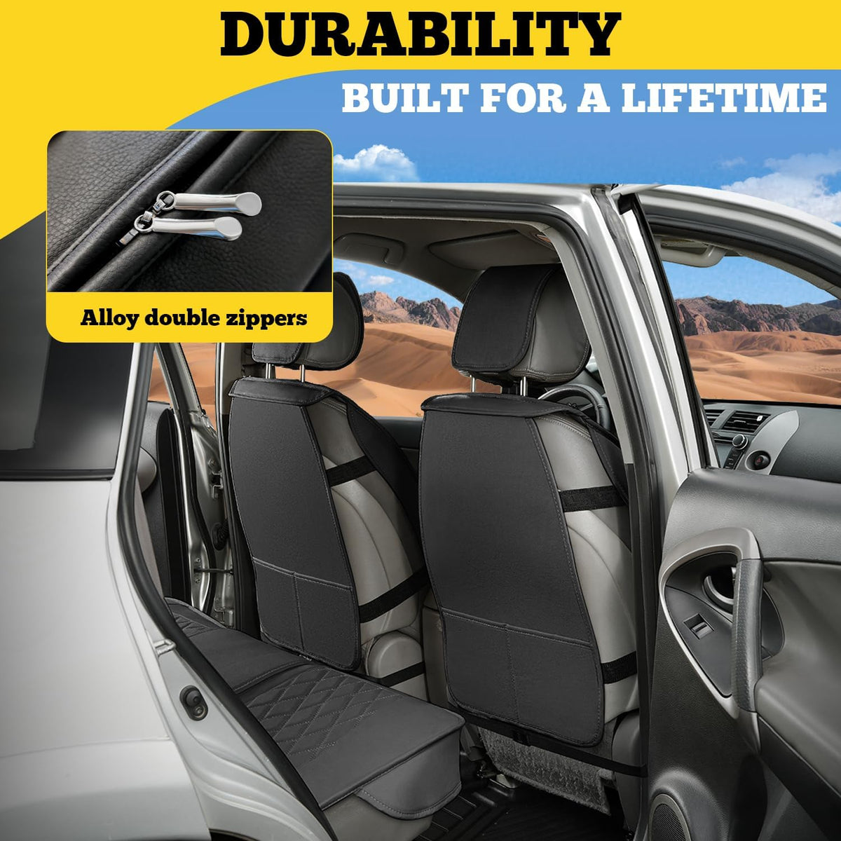 LINGVIDO Car Seat Covers Full Set (5 Seats) - Premium Perforated Nappa Leather, Waterproof Shield, Omni-Adapt Fit SUVs Sedans, Ultimate Family & Pet Protection