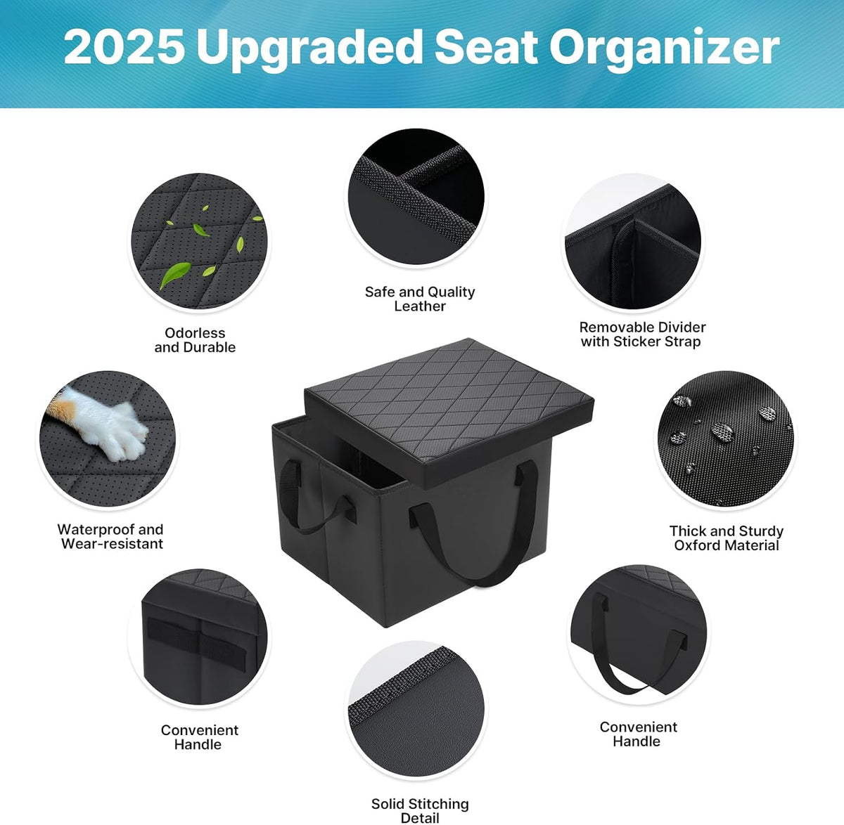 Mixsuper Liner Car Seat Organizer for 2015-2020 Chevy Tahoe/GMC Yukon, Console Organizer Backseat Box for Chevy Tahoe, Dog Box Storage Bin Supplies Travel Accessories