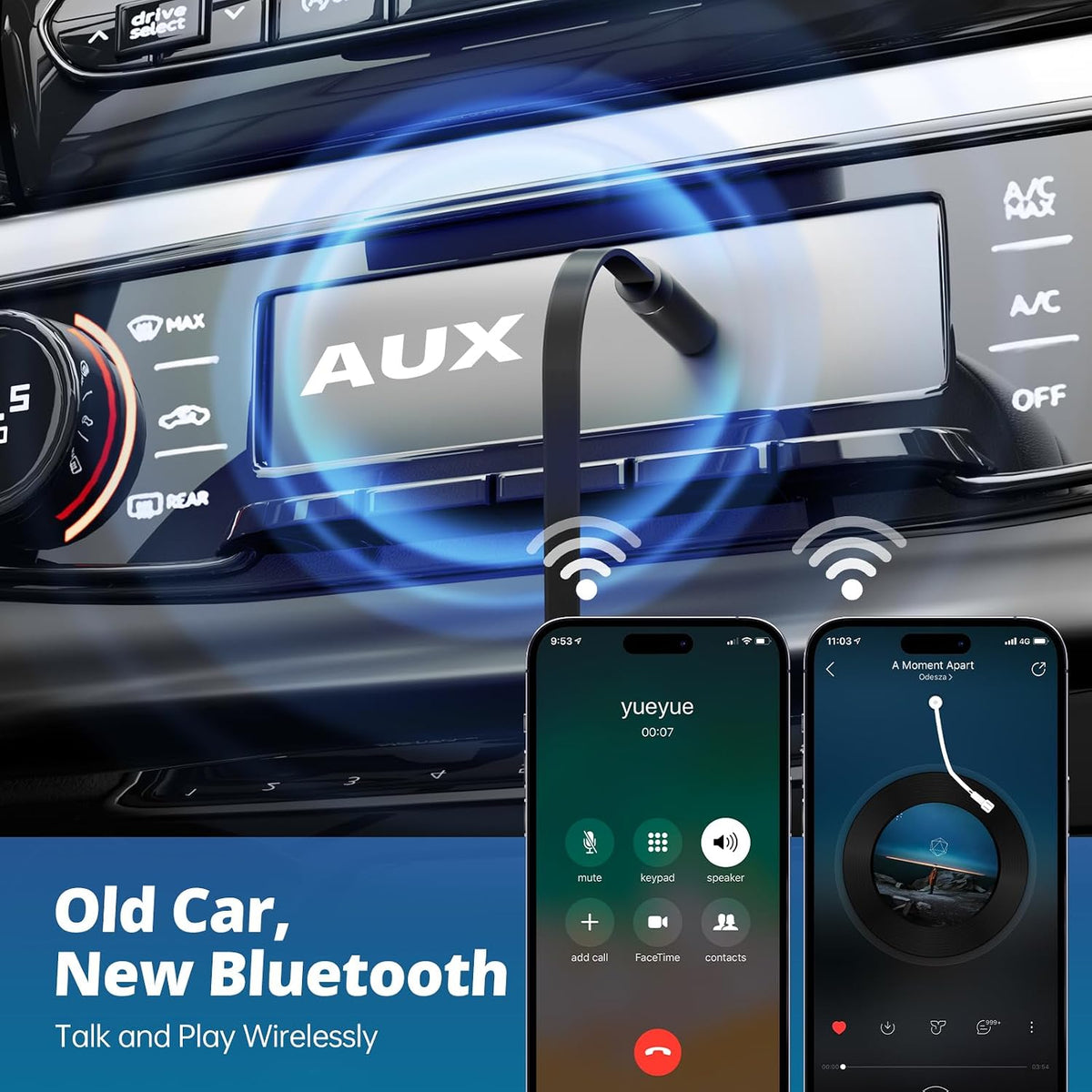 100W AUX Retractable Car Charger, Compact 4-in-1 Fast Charging USB-C Charger with Wireless AUX, Stream Music Wirelessly, Compatible with iPhone 17-11, Galaxy, Pixel, and USB Devices, Car Accessories