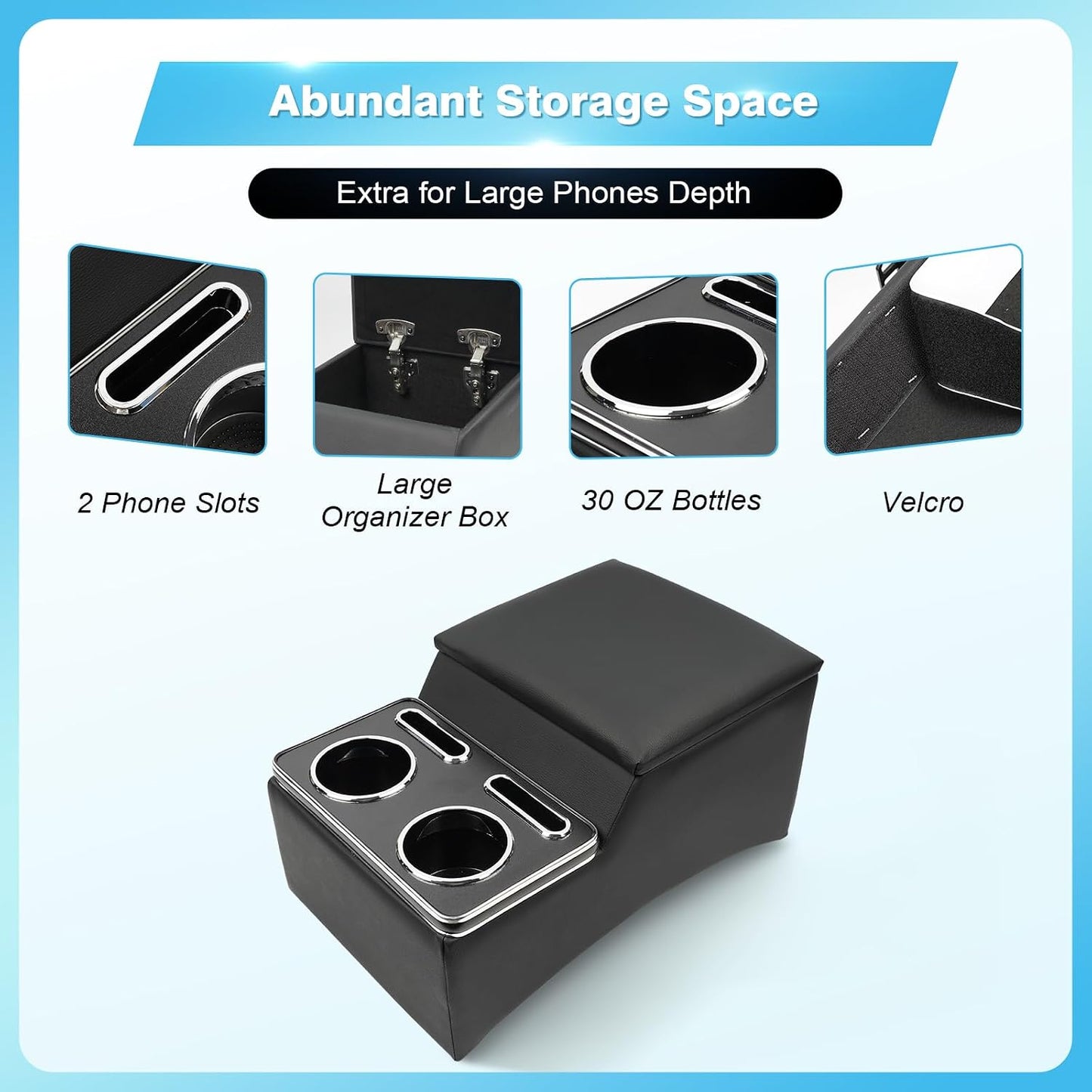 Center Console, Universal Front Bench Seat Consoles,Truck Seat Organizer and Storage,Center Console for Truck & Minivan & Car& SUV Cab Front Seat Bench Seat Storage Box (Regular)