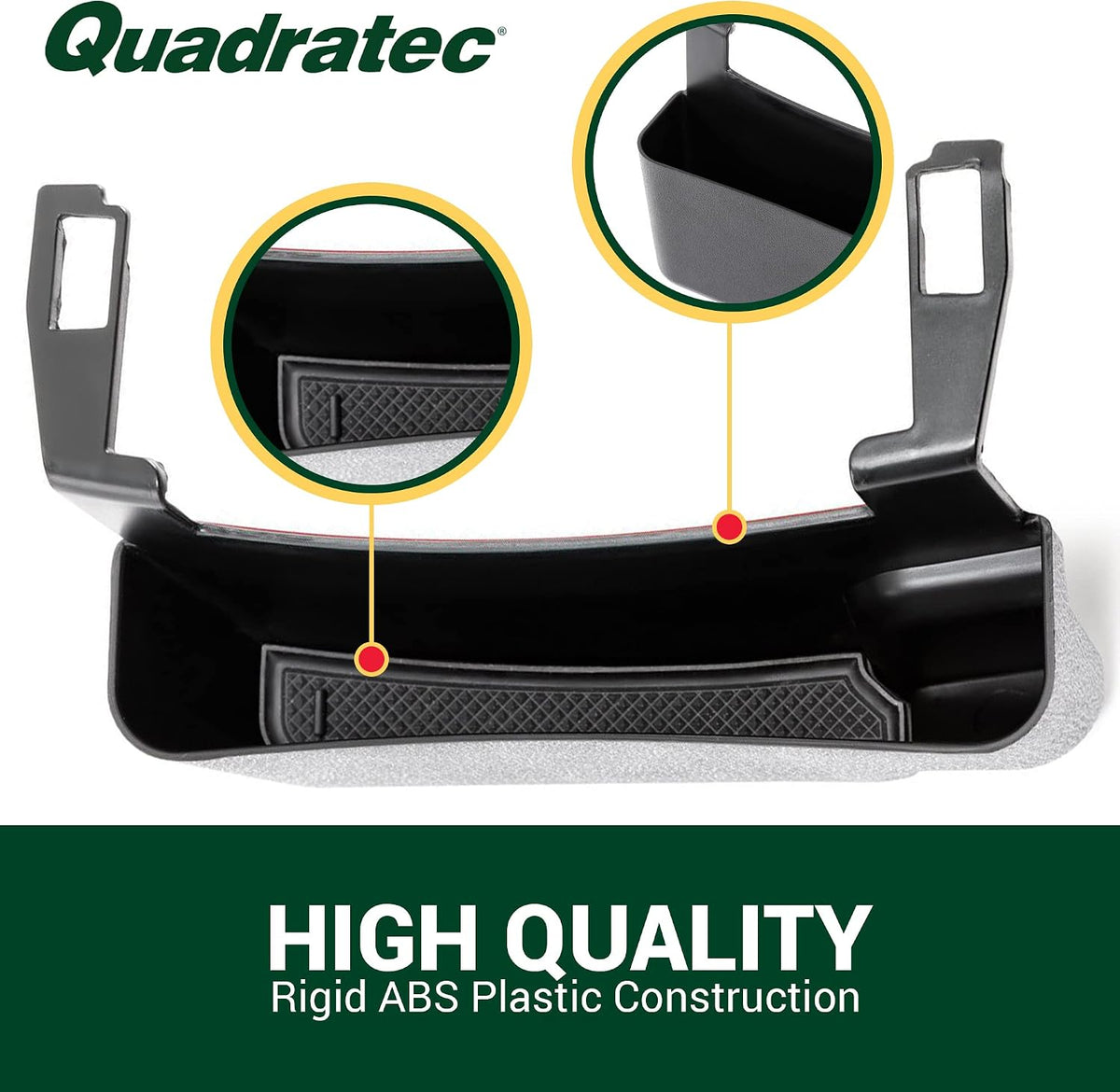 Quadratec Center Console Storage Organizer Tray - Fits Jeep Wrangler JL, JLU & Gladiator JT 2018-2022 - Non-Slip Liner - Small Item Phone, Keys, Money, Change, Holder - Interior Jeep Accessories