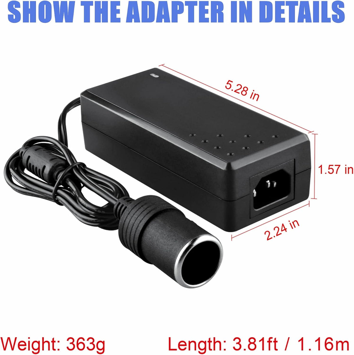 110-220V to 12V Car Socket AC/DC Power Supply Charging Adapter Replacement for Car Vacuum Cleaner, Air Compressor Tire Inflator, Portable Freezer 96W