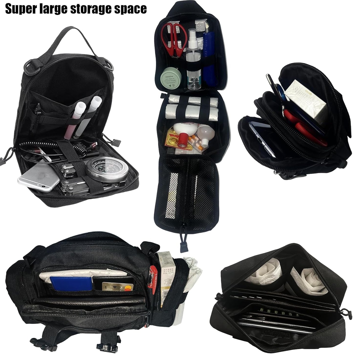 7 PACK Tactical Seat back organizer Truck organizer With 6 Detachable Pouches Universal For Car Truck Ford Jeep Military-Grade Heavier Panels With Multi-functional Packs (Black)