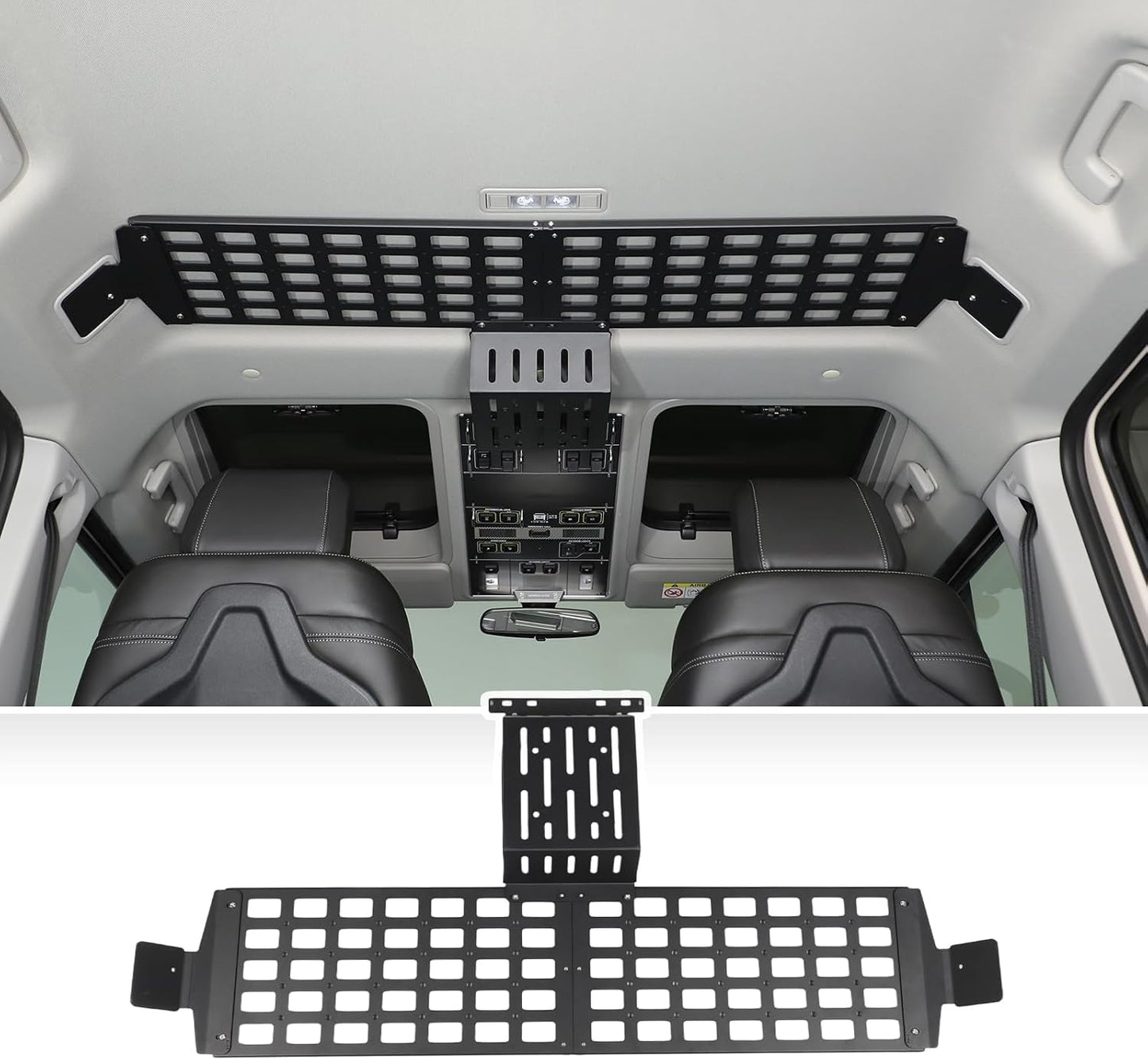 Overhead Roof MOLLE Panel Compatible with INEOS Grenadier 2020-2026 Accessories, Inner Roof Cargo Rack Storage Shelf Holder, Front Molle Panel Roof Rack Top Organizer Bracket Modular Luggage Carrier