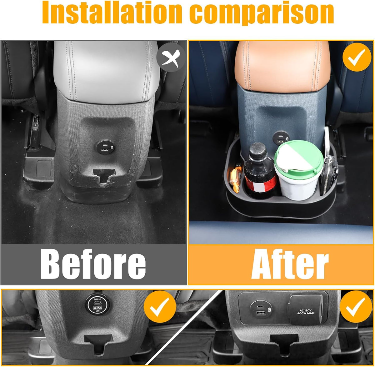 Rear Cup Holder Expander Organizer Compatible with Ford Maverick 2022-2026