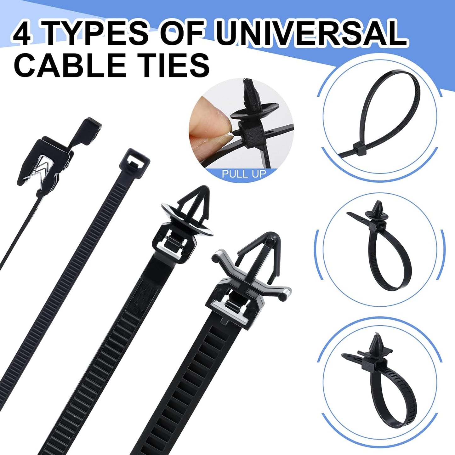 Funnymoom 200pcs Car Wire Loom Routing Clips Push Mount Cable Tie Assortment 15 Sizes Cable Zip Tie with Car Wire Loom Routing Clips Universal Wiring Harness Clip Replacement Parts for Automotive