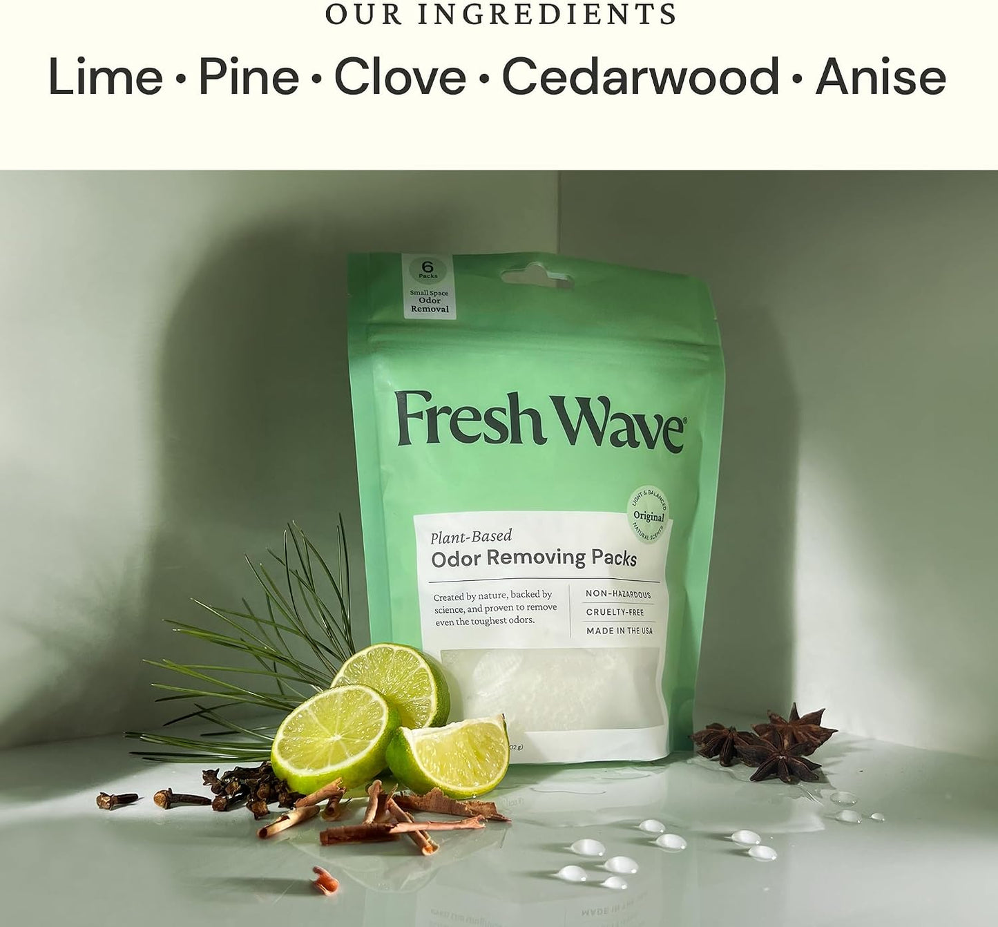 Fresh Wave Odor Eliminating & Deodorizing Packs | 2 Bags of 6 Each | Safer Odor Relief for Small Spaces | Natural Plant-Based Odor Eliminator | Odor Absorbers for Home, 3.6 Ounce (Pack of 2)