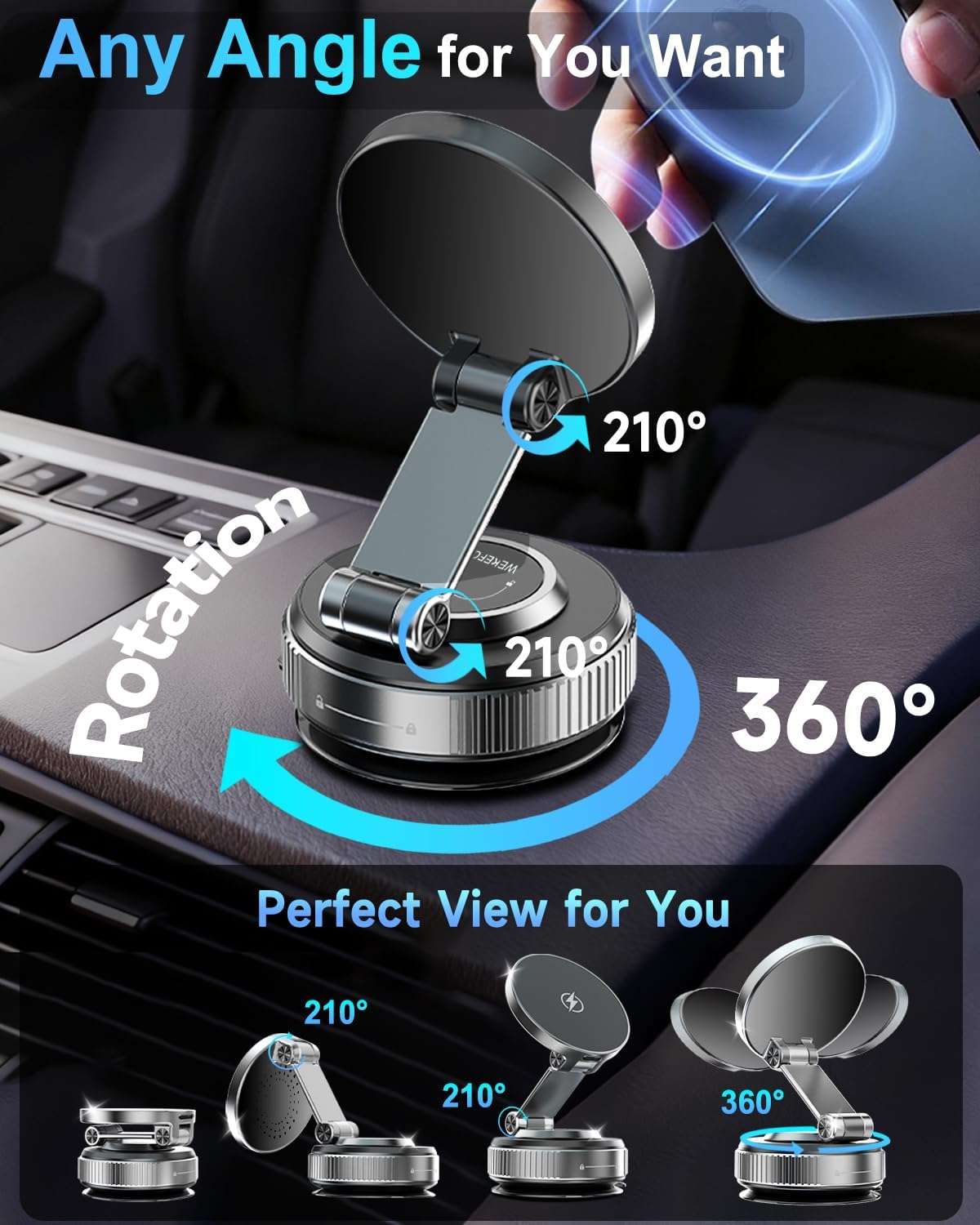 for MagSafe Car Mount, Vacuum Magnetic Car Phone Holder Stand for Your Car