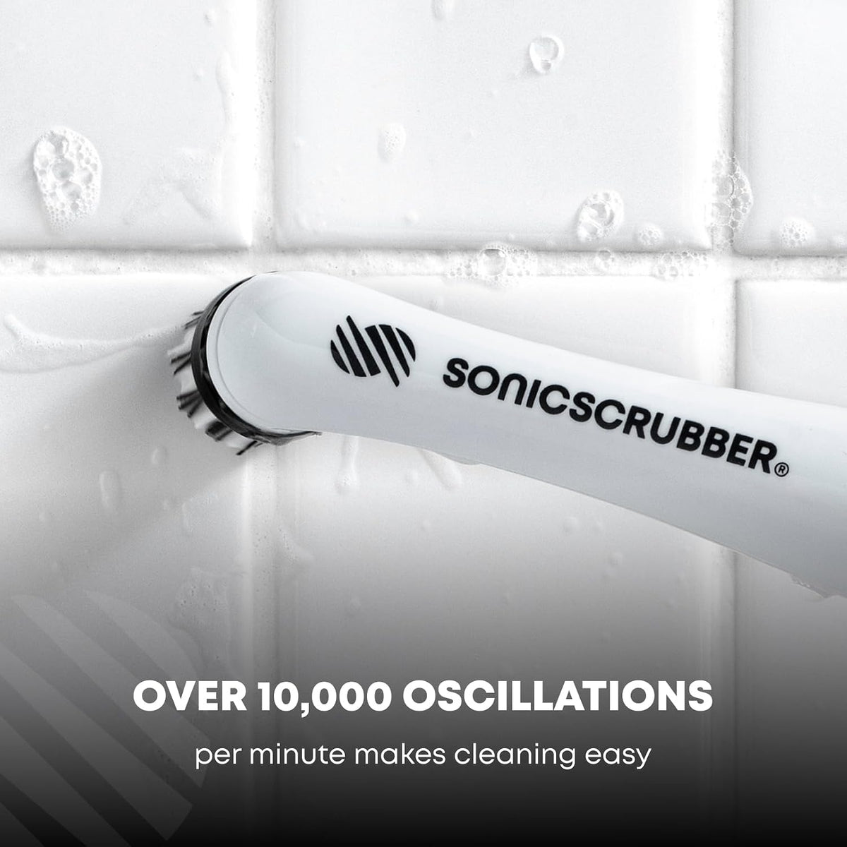 SonicScrubber Household Cleaning Brush Power Scrubber - Electric Spin Scrubber Brush for Home, Kitchen & Bathroom - Grout Cleaner & Removes Mould (Washing-Up System Spin Brush)