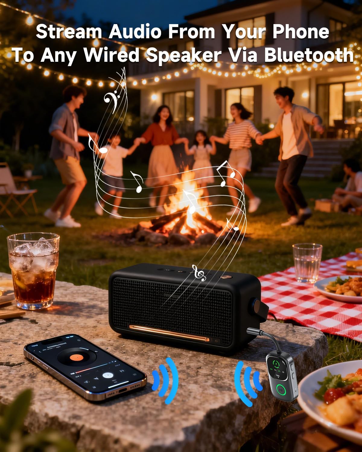 LED Display 2 in 1 Bluetooth 6.0 Transmitter Receiver 3.5mm AUX Jack RCA Wireless Audio Adapter Dongle for Airpods Headphones TV Airplane Flight Car Speaker Home Stereo, Dual Pairing & Handsfree Call