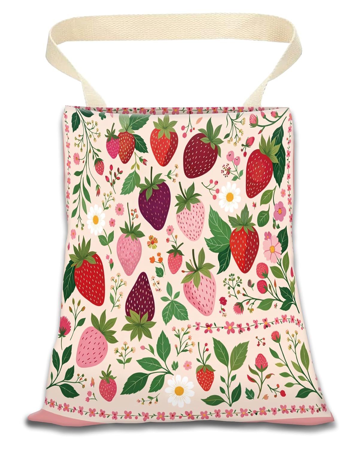 Car Trash Can, Durable Hanging Car Trash Garbage Bag, Cute Automotive Garbage Cans Organizer, Cute Strawberry Leaf