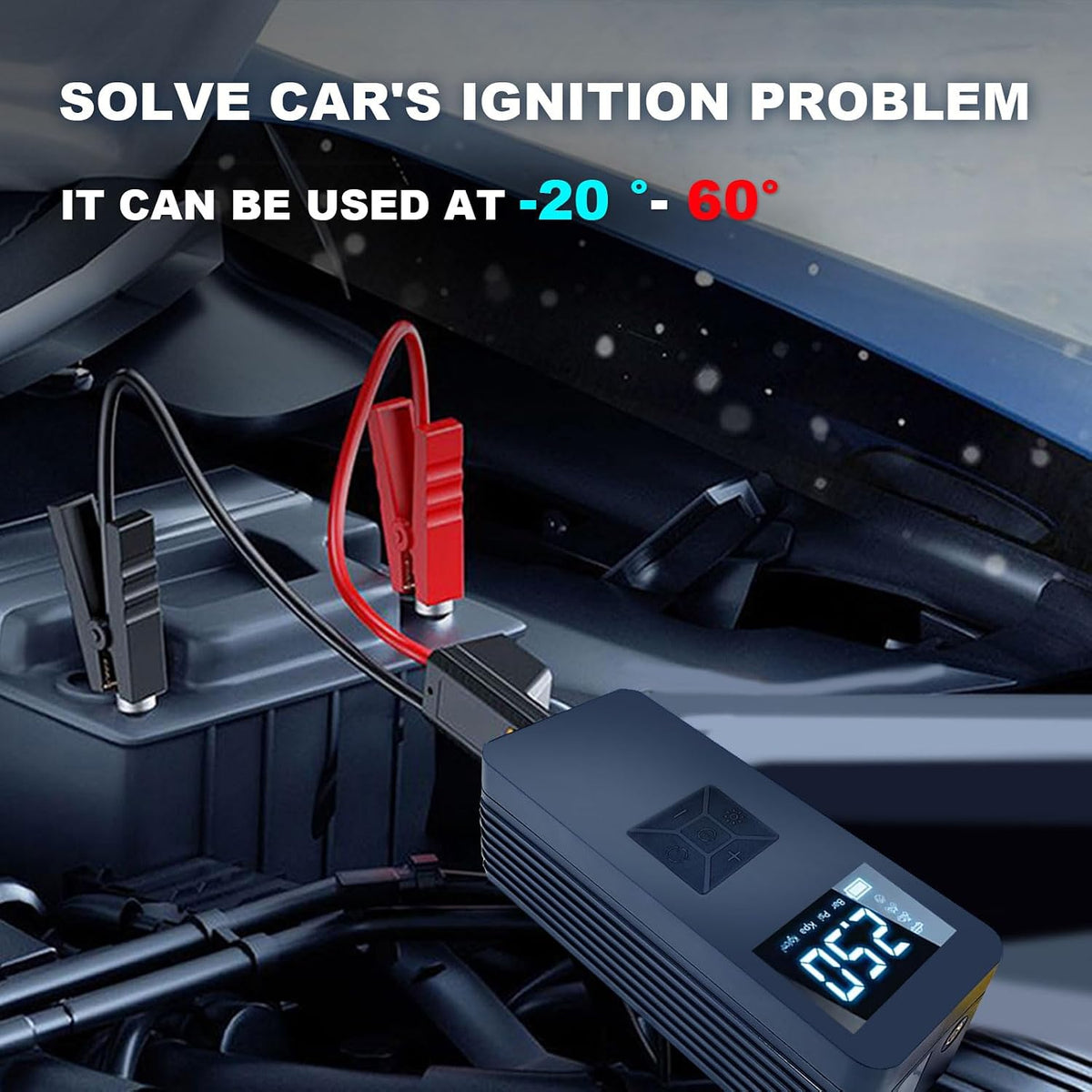 Tire Inflator Portable Air Compressor with Digitally Display Pressure Gauge 20000mA, Car Air Compressor Pump with Jump Starter 150PSI, 14.8 V Car Battery Jump Starter Portable