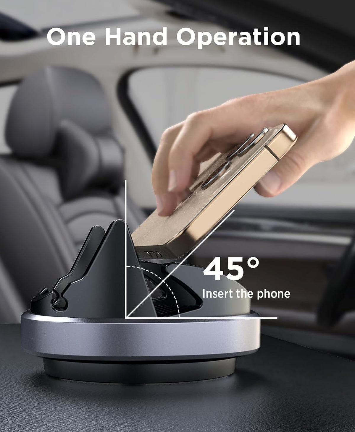 Beeasy Car Phone Holder Mount, 360° Rotation Dashboard Phone Holder, Washable Nano Gel & Silicone Anti-Slip Car Mount for iPhone 17/16/15/14, Samsung, Google Pixel, All Smartphones & GPS