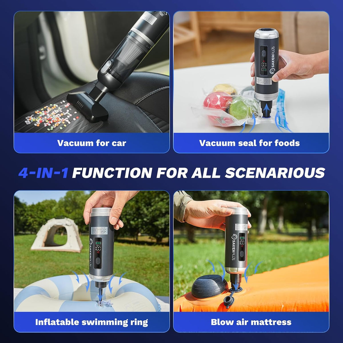 Mini Vacuum Cleaner,Cordless Car Vacuum, 4 in 1 Mini Vacuum Cleaner(Grey)