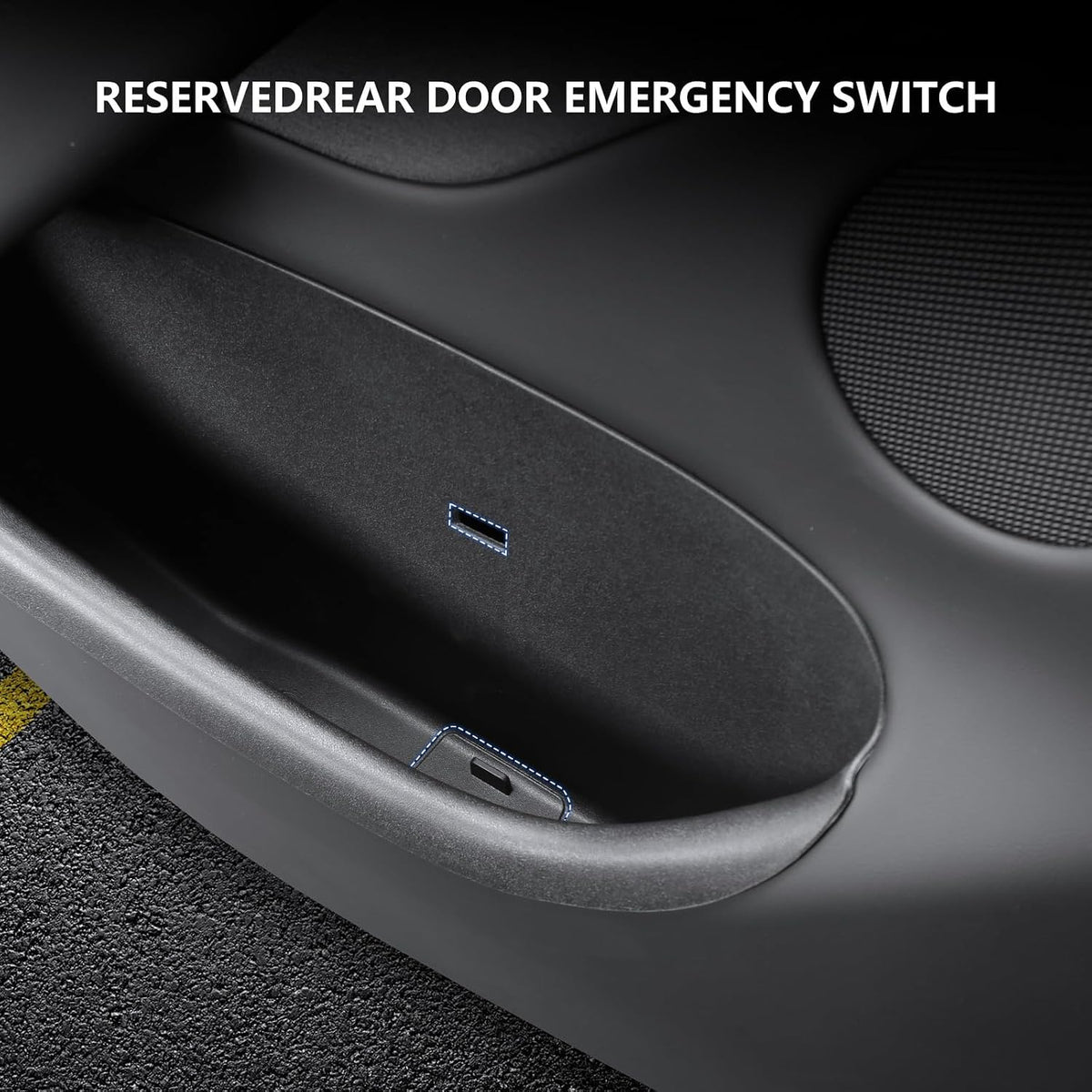 Door Side Storage Box Compatible with 2025 2026 Tesla Model Y Juniper Accessories, Full Cover TPE Door Pocket Liner Organizer with Emergency Mechanical Release Handle, 4PCS Front Rear Set (Black)