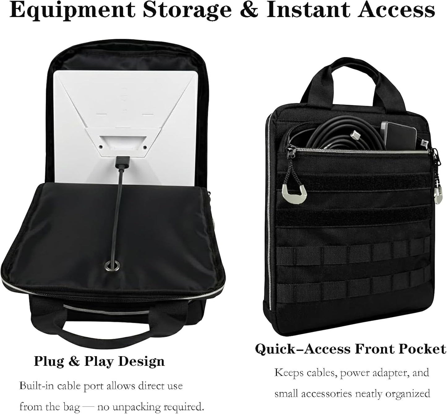 Waterproof Protective Case for Starlink Mini with MOLLE Panels, Carabiner Corners, Padded Handle, Black