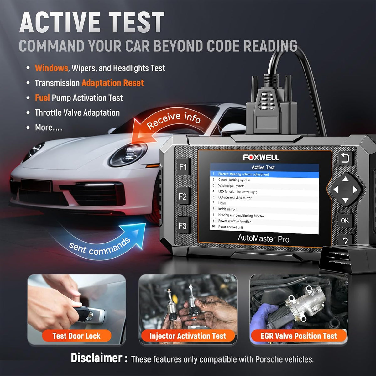 FOXWELL NT510 Pro fit for Porsche, 2-in-1 OBD2 Scanner & 12V Battery Tester