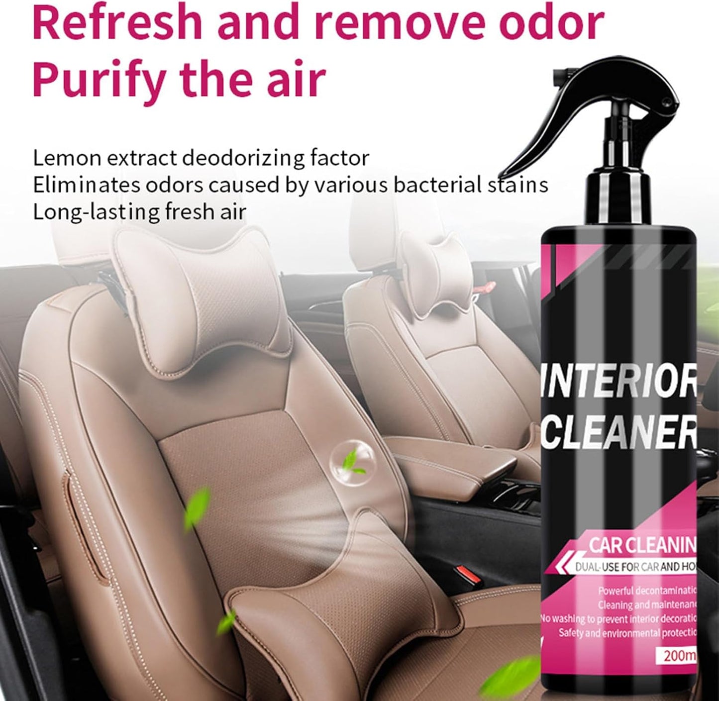 Car Cleaner Interior Multipurpose Fast-Acting 200ml Car Detailing | Seat Dashboard Cleaning Solution for Boat Motorcycle Leather Seats Carpet Appliance Sofa Fabric Upholstery Rubber Polymer