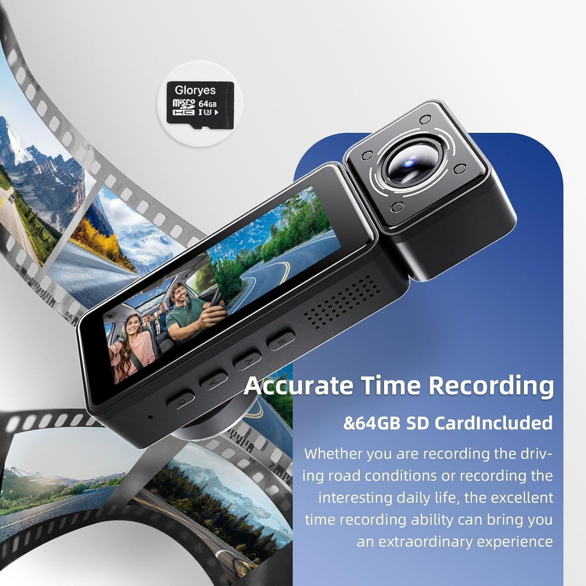 3 Channel Dash Cam Front and Rear Inside, Triple Dash Camera for Cars, 2.5K UHD Dash Cam, 3.18" IPS Large Screen, IR Night Vision, 24/7 Recording Parking Mode Monitor, Free 64G SD Card