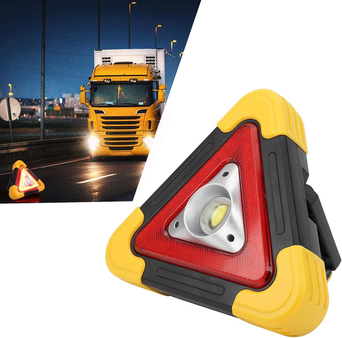 flexman Car Warning Triangle Lamp, Rechargeable Triangle Emergency Warning Light Multifunction Car Fails Tool for Low Light, Red Light, Flashing, Intermittent Prompt