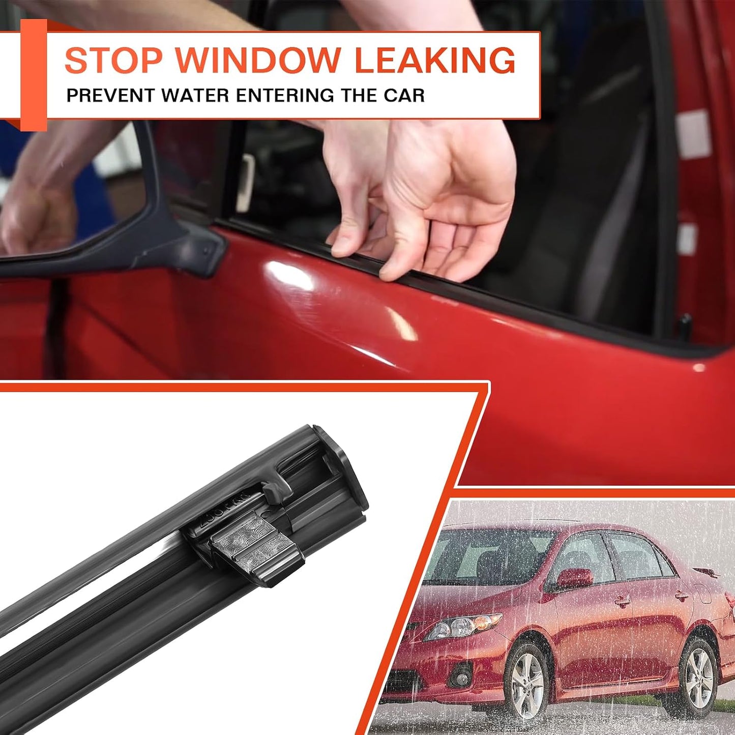 Weatherstrip Window Seal Car Window Moulding Trim Sweep Felt Seal Kit Fit for Toyota Corolla CE LE S XLE XRS 2009 2010 2011 2012 7573012300 7571002210-4 Piece Set