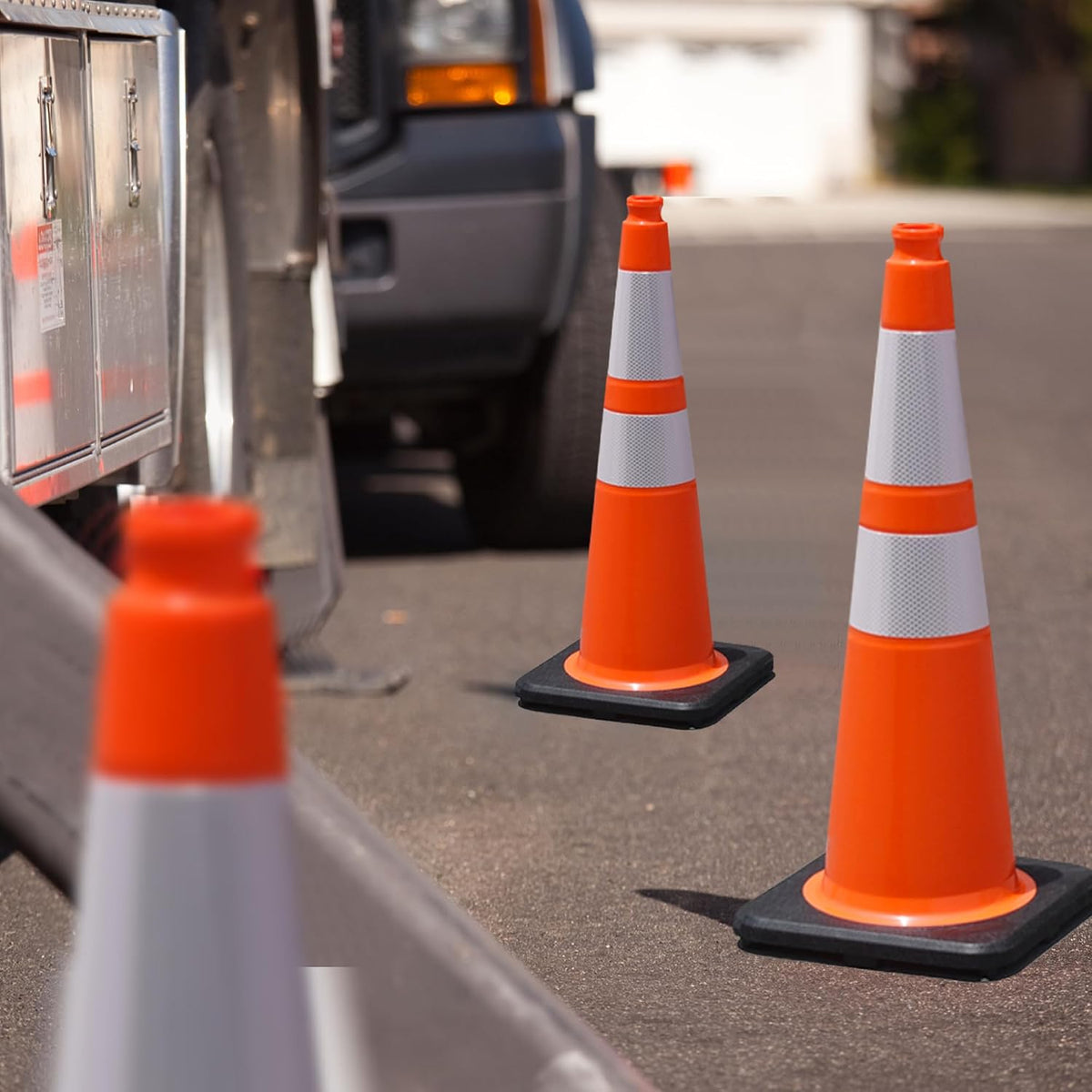 OrangeStar 28 Inch Orange Traffic Cones 8-Pack, Heavy Duty PVC Safety Cones
