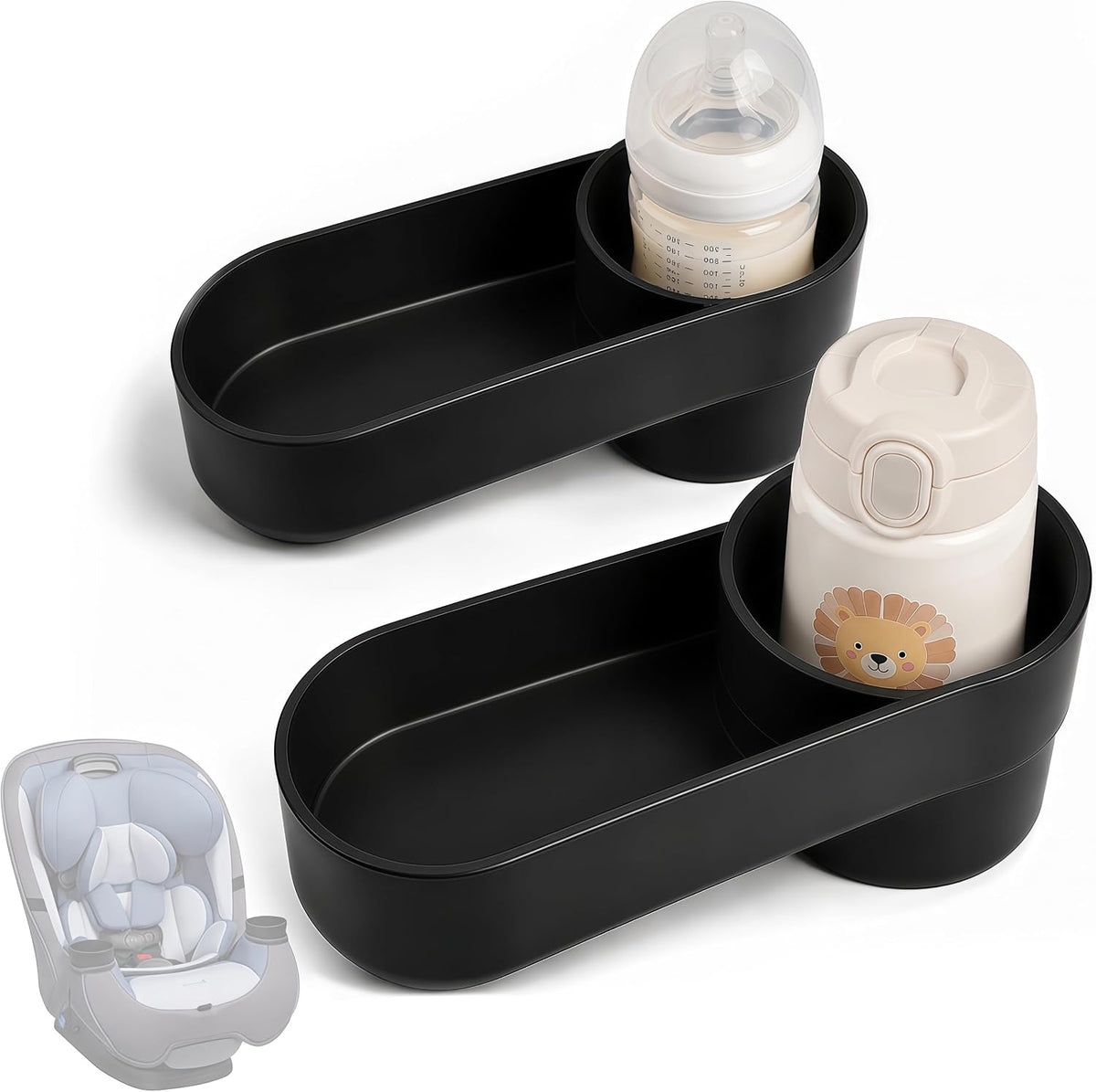 Car Seat Snack Tray Cup Holder Compatible with Safety 1st EverFit & Grow and Go, Maxi-Cosi Pria, Cosco All-in-One Car Seats Model C6577, Rotating Lock Base, Easy to Clean (2-Pack)